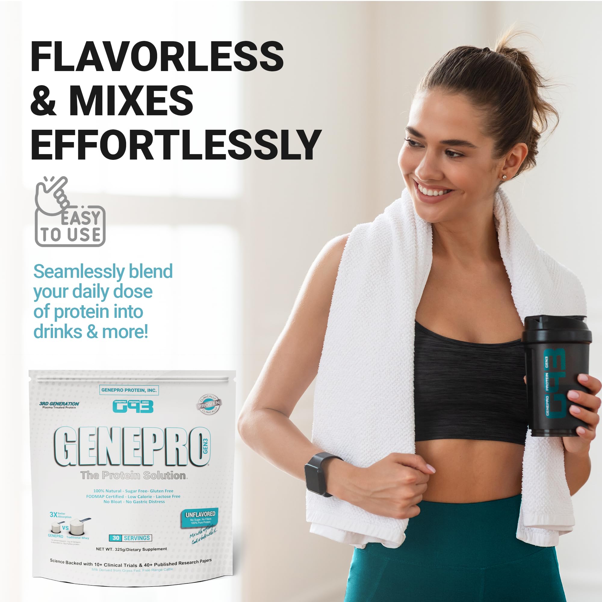 Genepro Unflavored Protein Powder - New Formula - Lactose-Free, Gluten-Free, & Non Genepro Gen. 3 The Protein Solution buy supplements canada
