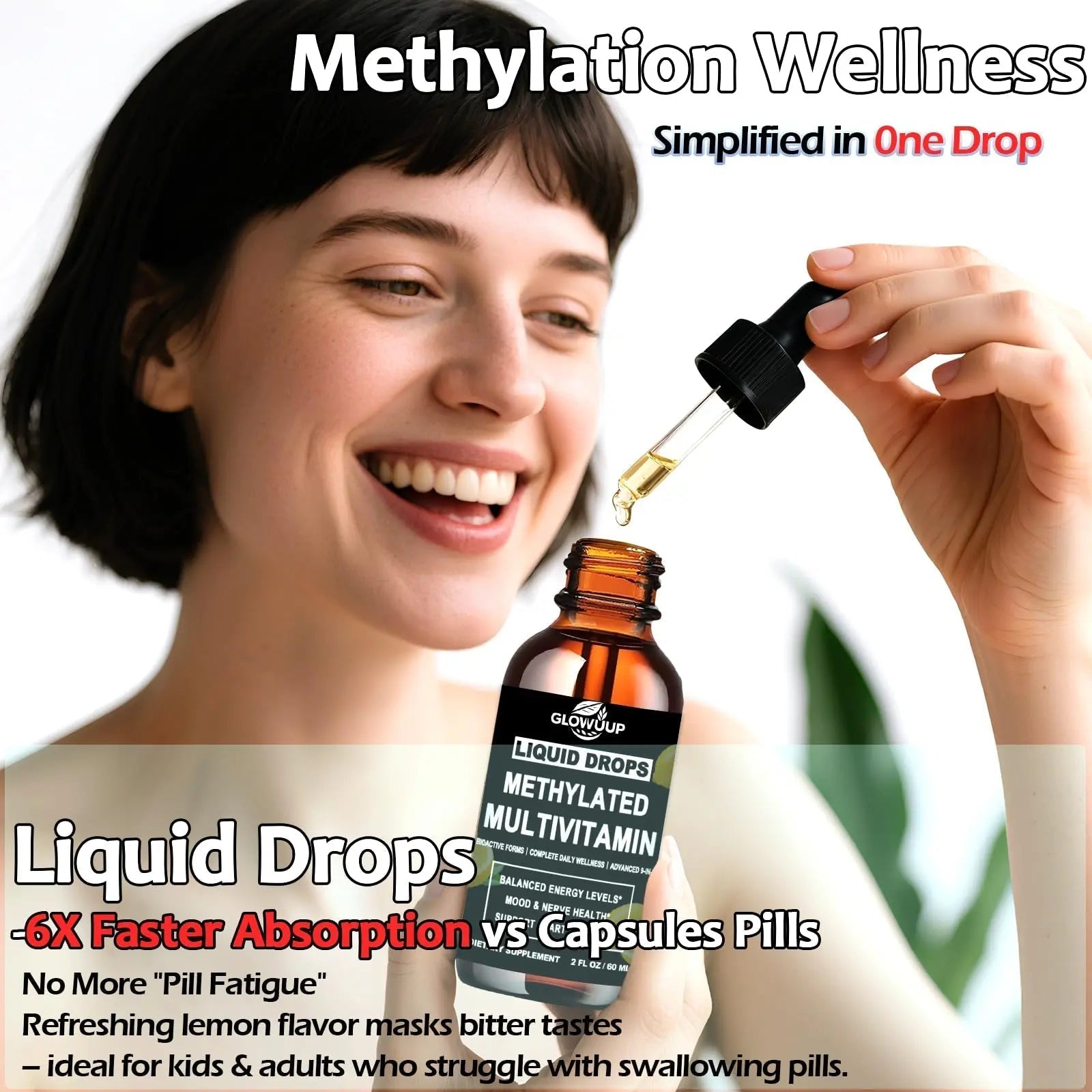 Multivitamin for Women & Men, Methylated Multivitamins & Multiminerals liquid Drops with Methylfolate B12 B2 Vitamin C E D3 K2 GLOVVUUP buy supplements canada