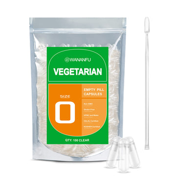 wananfu Size 0 Empty Capsules Vegetarian (100 Count) Bundle with Micro Lab Spoon, Clear Fillable Veggie Pill Capsules Size 0 for Making Your Own Supplements wananfu buy supplements canada