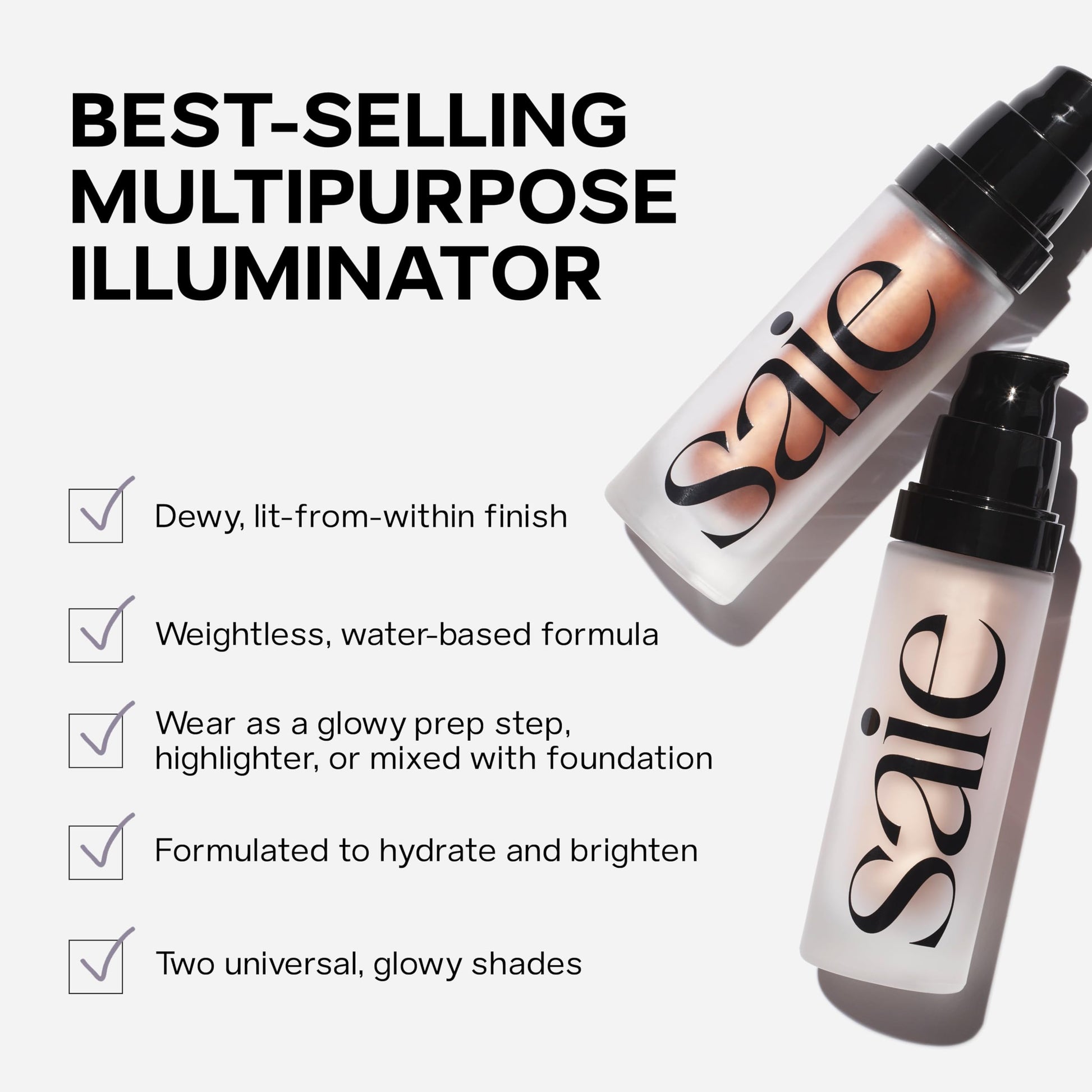 Saie Mini Glowy Super Gel - Hydrating Makeup Primer and Illuminating Glow Serum Enriched with Vitamin C and Squalane Oil - All-Over Liquid Highlighter Makeup for Instant Glass Skin - Starglow (0.5 oz) Saie buy supplements canada