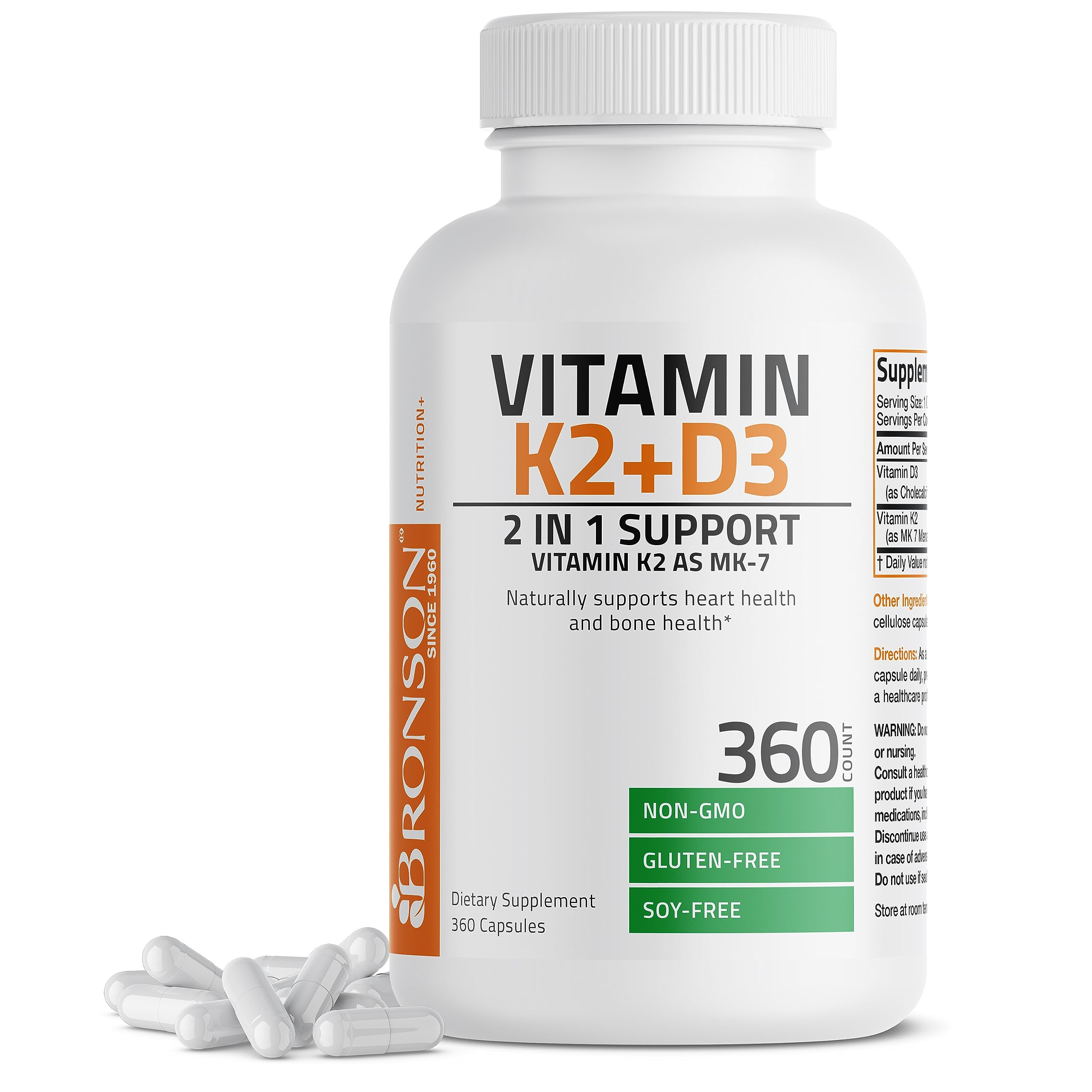 Bronson Vitamin K2 (MK7) with D3 Supplement Non-GMO Formula 5000 IU Vitamin D3 Bronson buy supplements canada