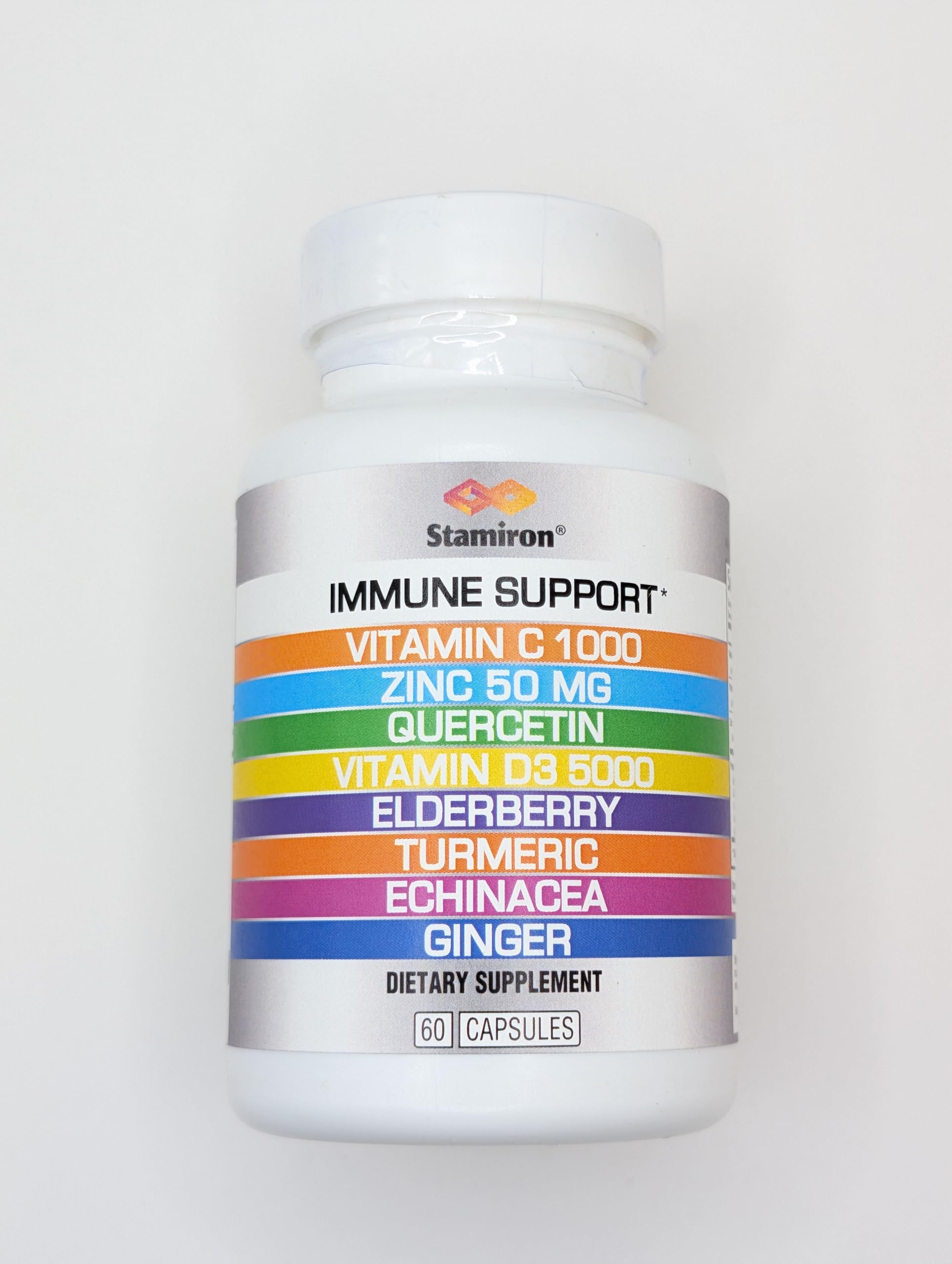 8 in 1 Immune Support with Quercetin Zinc 50mg Vitamin C 1000mg Vitamin D3 5000 IU and Elderberry Echinacea Ginger for Adults Kids - VIT D Supplement Veg Capsules Stamiron buy supplements canada