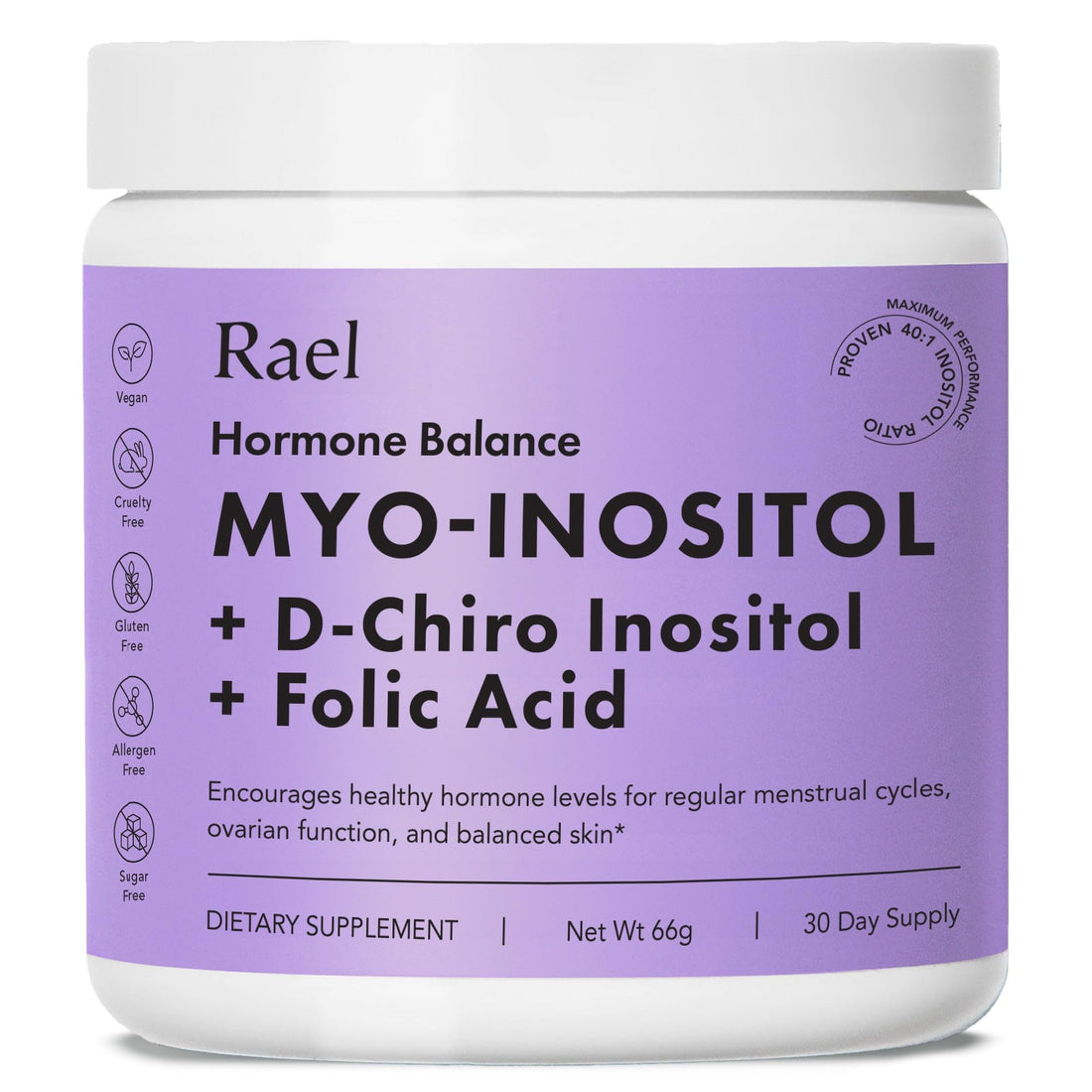 Rael Hormone Balance for Women, Inositol Powder Supplement - Vitamin B8, 40:1 Proven Ratio, Folic Acid for Ovarian Function (30 Servings) Rael buy supplements canada
