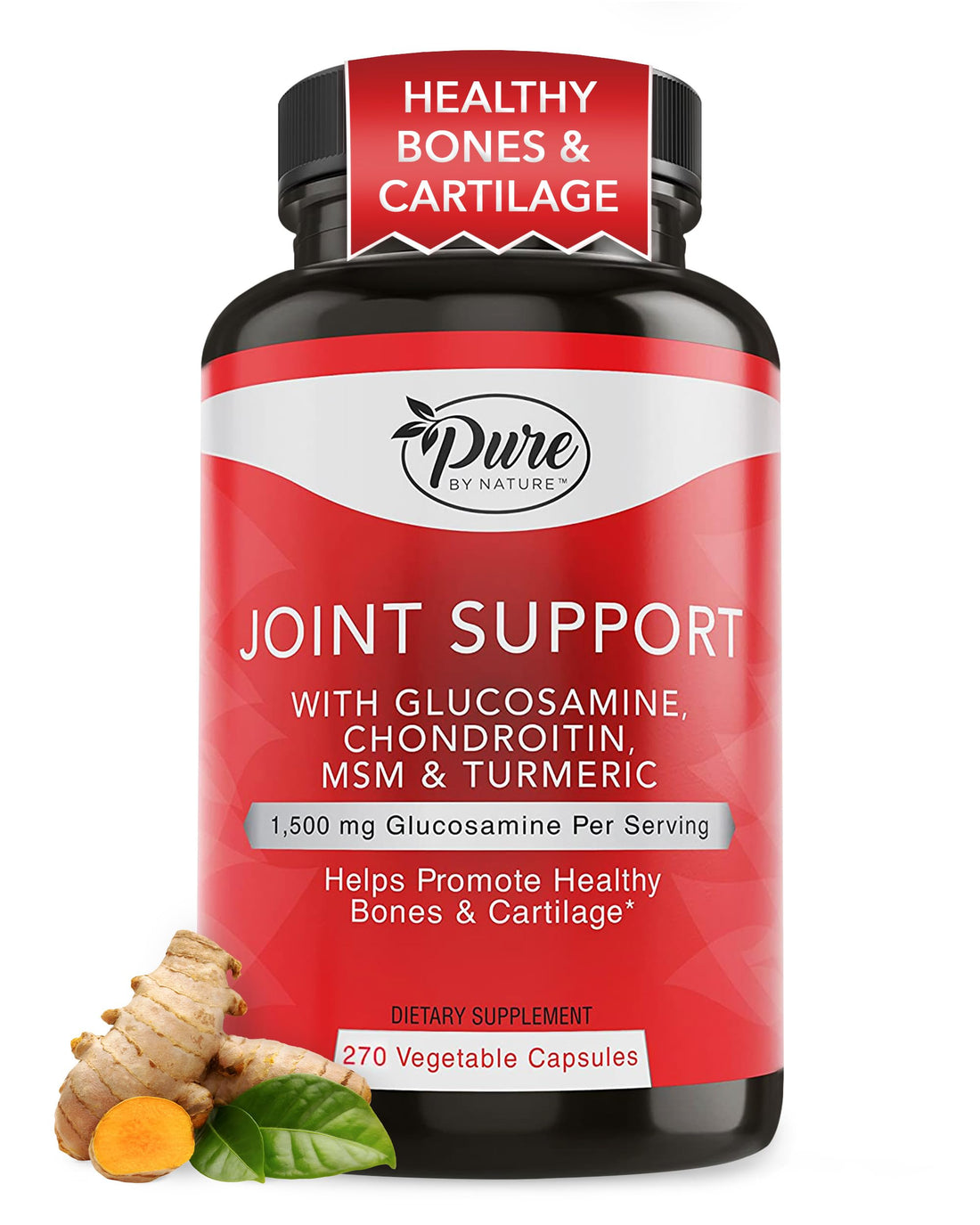 Pure By Nature Joint Support, Glucosamine with Chondroitin Turmeric MSM Boswellia Supplement, 270 Capsules Pure By Nature buy supplements canada