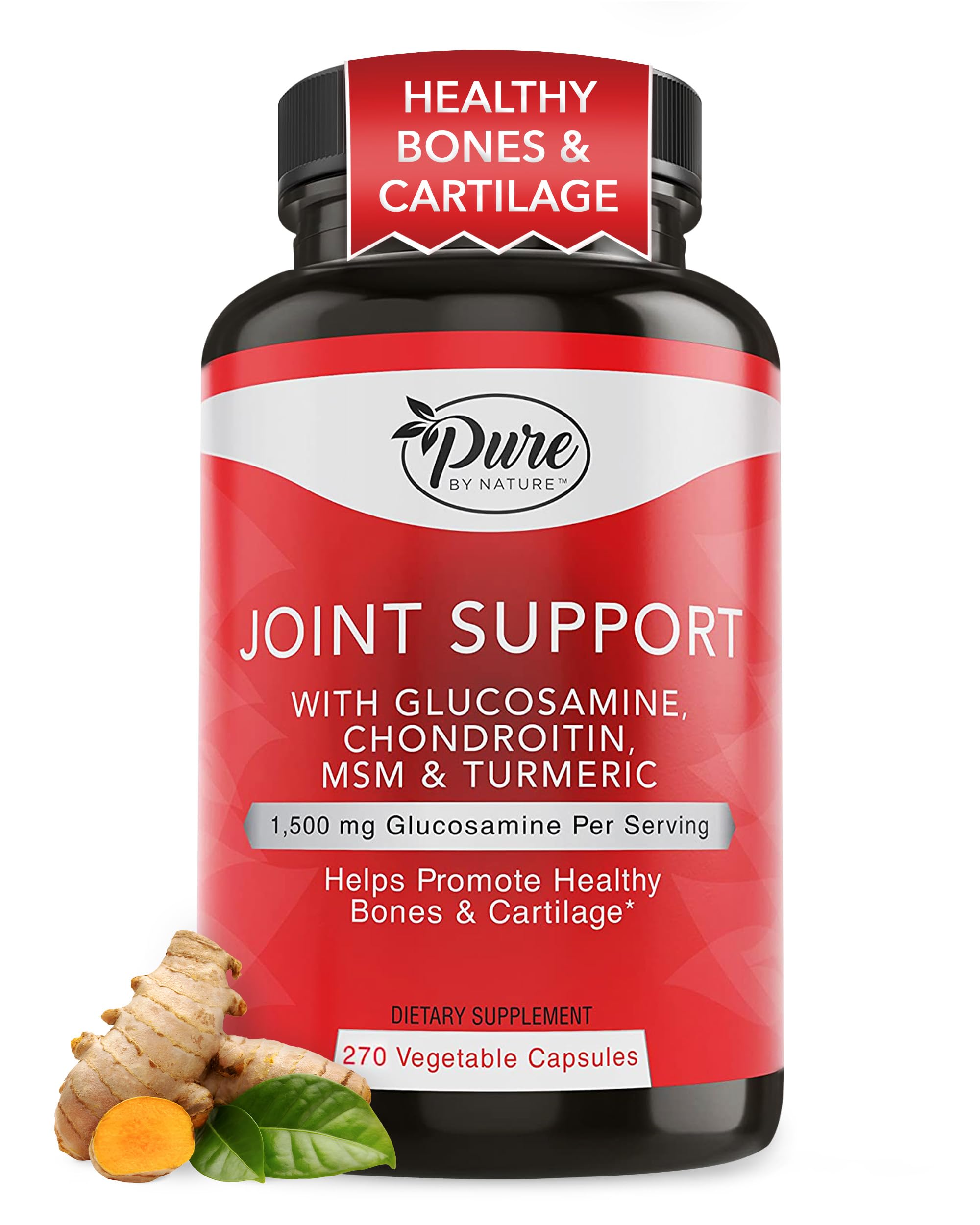 Pure By Nature Joint Support, Glucosamine with Chondroitin Turmeric MSM Boswellia Supplement, 270 Capsules Pure By Nature buy supplements canada
