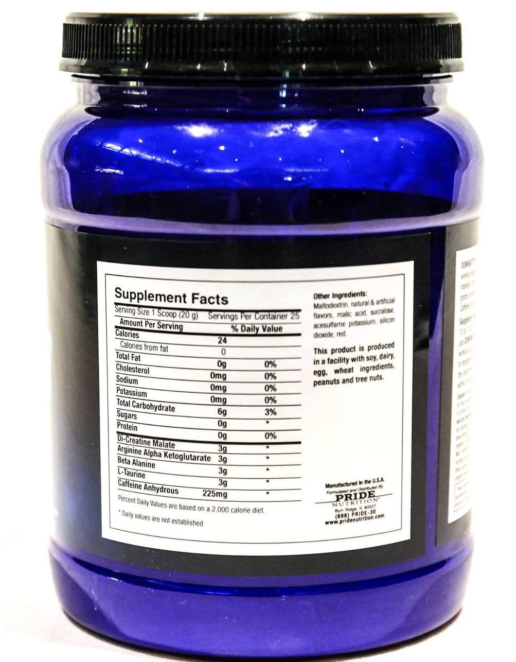 #1 Pre Workout - Dominate X 500g - Best Nitric Oxide & Creatine Pre-Workout Formula Pride Nutrition buy supplements canada