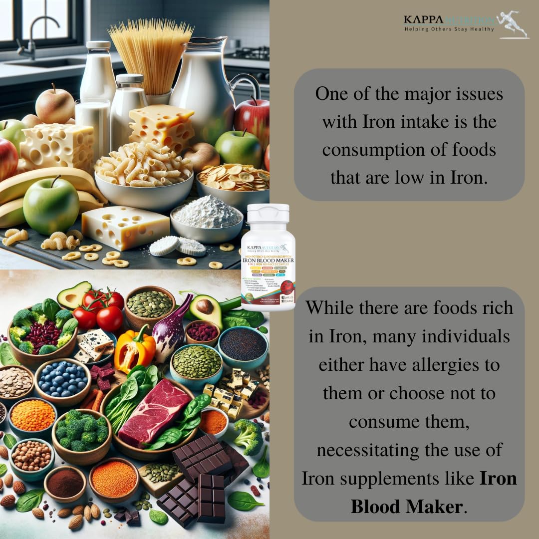 KAPPA NUTRITION Iron 26mg, Vitamin C & Orange 150mg, Folate 667mcg DFE, Vitamin B12, Beetroot, Brewers Yeast, Broccoli & MCT Oil KAPPA NUTRITION buy supplements canada