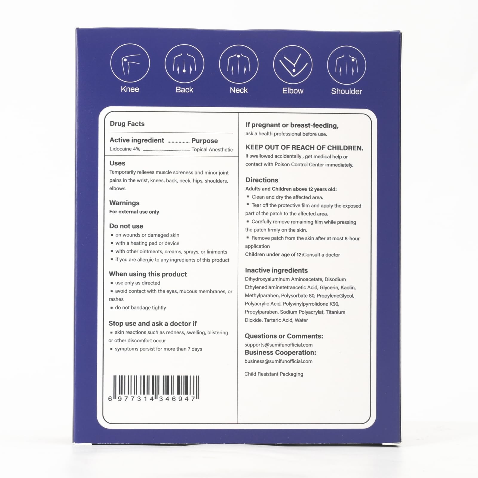 Sumifun 4% Lidocaine Patches Maximum Strength - 13 Count Pain Relieving Gel Patch for Muscle Soreness, Back Ache, Knee, Neck & Joint Pains - Topical Analgesic (Large, Count, 13) Sumifun buy supplements canada