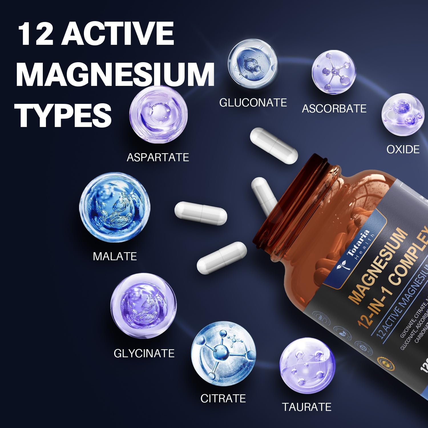 Totaria Magnesium Complex 700mg 12 in 1 Magnesium Supplement with Glycinate Citrate Malate Oxide Taurate Aspartate Orotate Magnesium Relaxation Totaria buy supplements canada