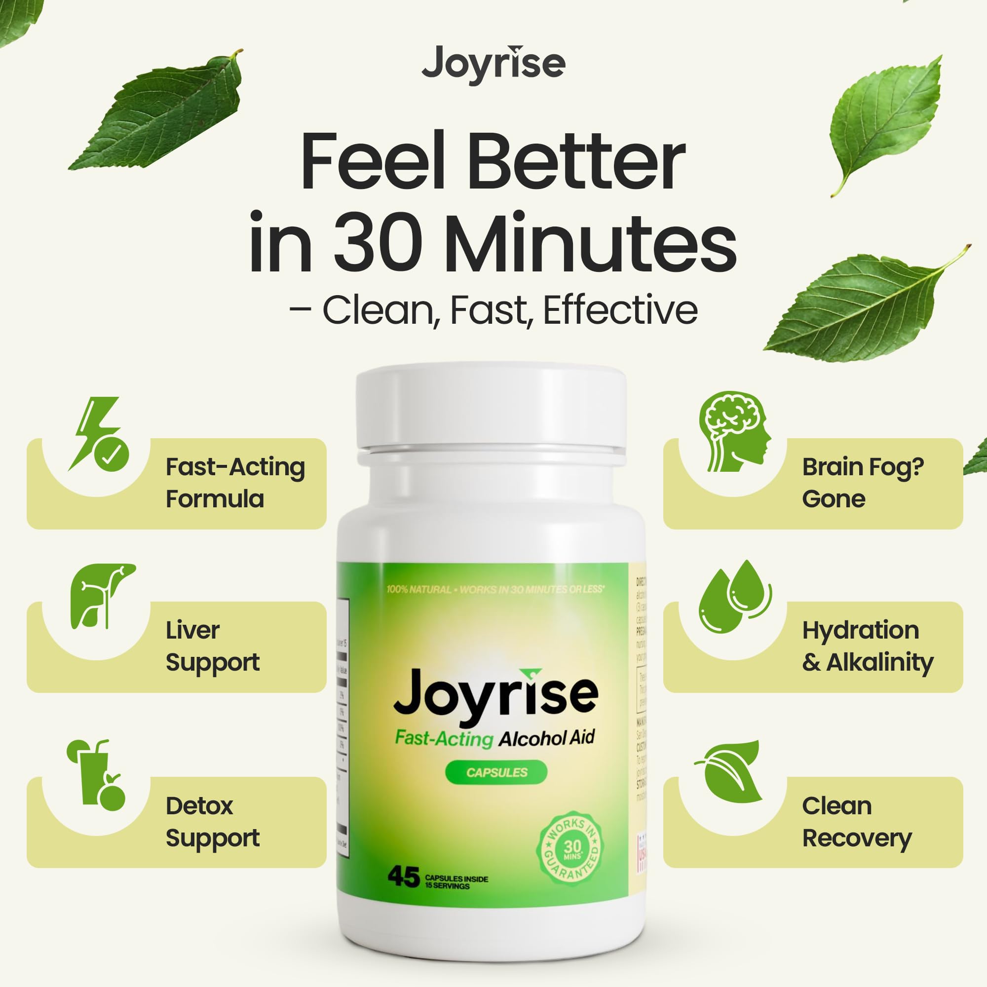 Joyrise® After Drinking Aid – Fast Acting Capsules with DHM – Alcohol Metabolism Support, Liver Health, Rapid Bioavailability & Body Replenishment – 45 Capsules (15 Servings) Joyrise buy supplements canada