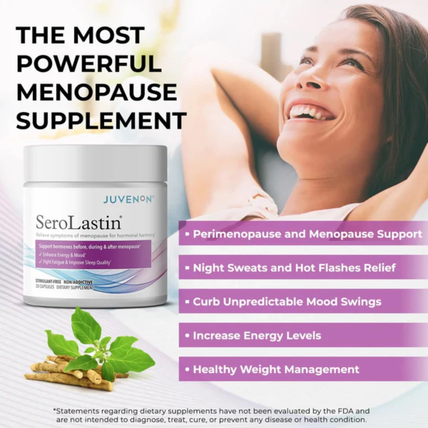 Juvenon Menopause Supplements for Women Mood Support, Hot Flashes Relief, Peri-Menopausal Support, Hormone Balance, Promote Calm, Energy, Clarity, Sleep, Natural Herbal Supplement, (30 Capsules) Juvenon buy supplements canada