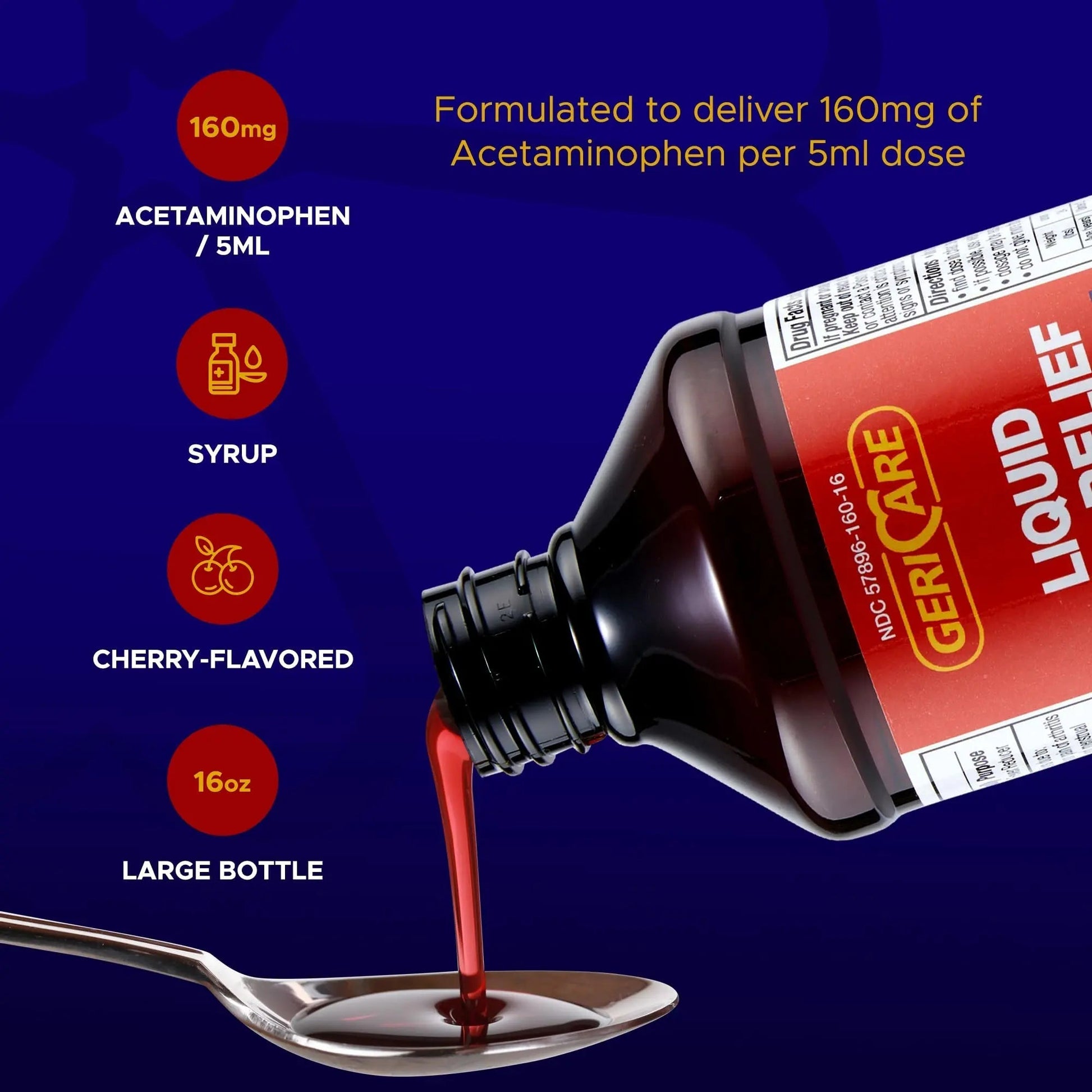 GeriCare Regular Strength Liquid Acetaminophen 160 mg, Pain Reliever, Fever Reducer, Aspirin & Alcohol Free, Cherry Flavored 16 Fl Oz (Pack of 2) GeriCare buy supplements canada