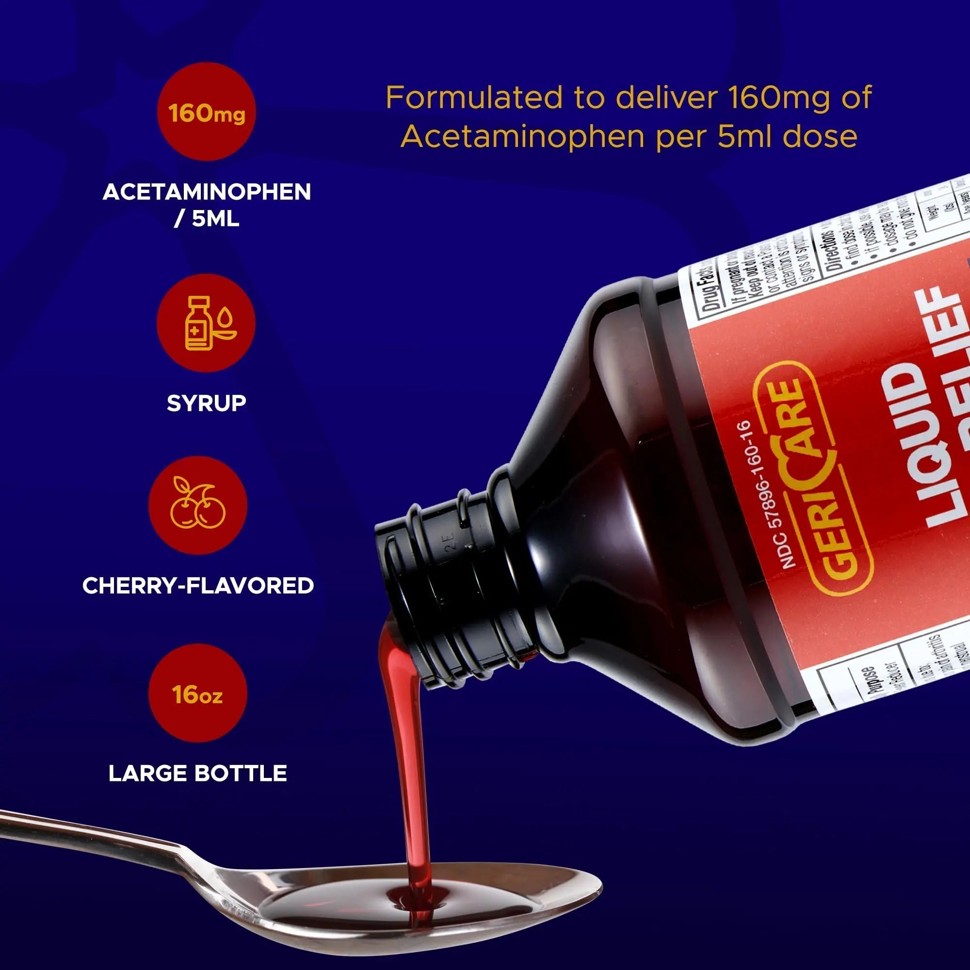 GeriCare Regular Strength Liquid Acetaminophen 160 mg, Pain Reliever, Fever Reducer, Aspirin & Alcohol Free, Cherry Flavored 16 Fl Oz (Pack of 2) GeriCare buy supplements canada