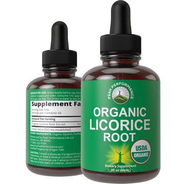 USDA Organic Licorice Root Extract Liquid Drops Supplement. Vegan Tincture for Digestion + Respiratory Health. Extracto de Regaliz Root Oil Herb. Zero Sugar, Gluten Free Supplements for Women and Men Peak Performance buy supplements canada