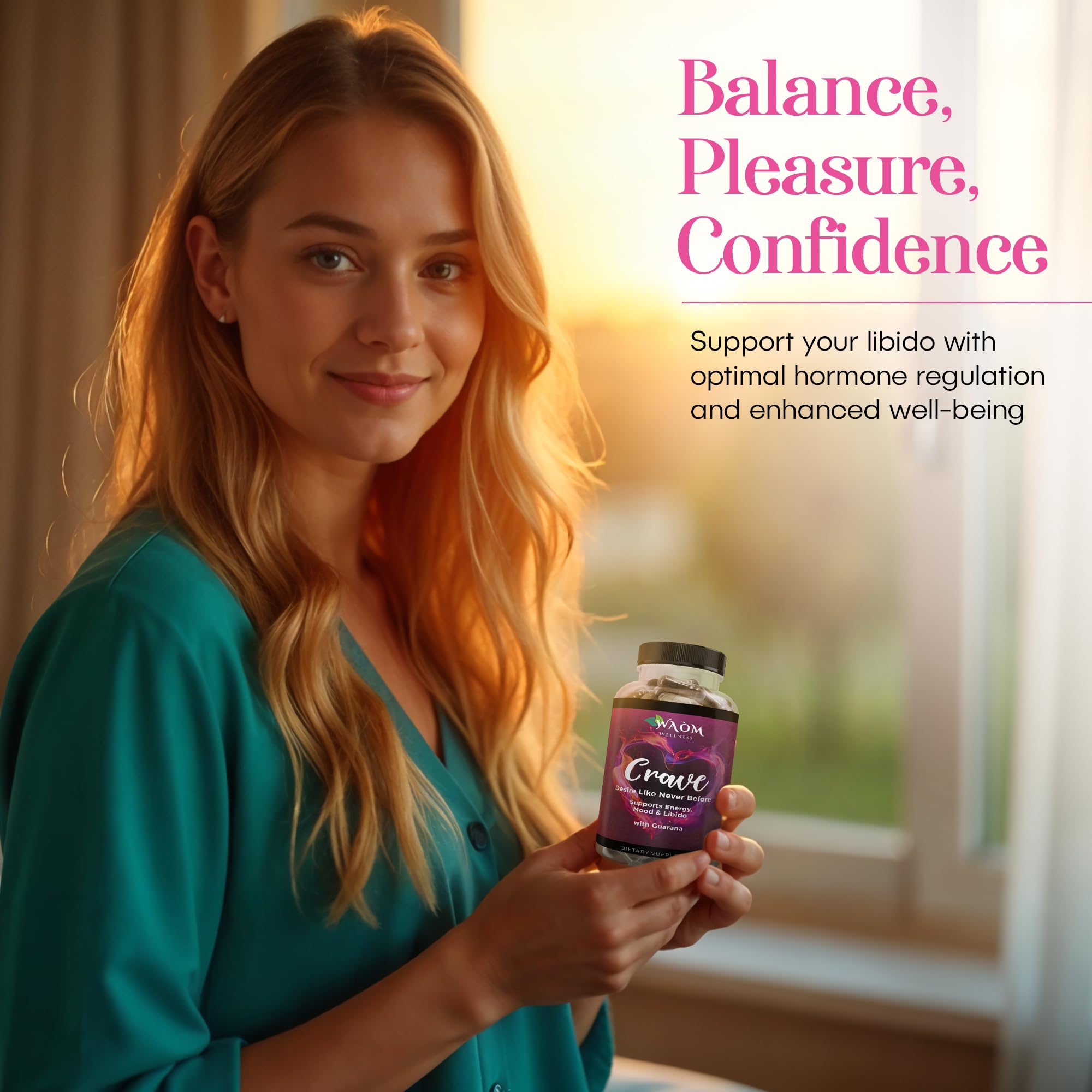Waòm Wellness Crave – Women’s Desire Booster with Maca, Ashwagandha & L-Theanine – Natural Energy, Mood & Hormone Balance Support – 60 Vegan Capsules Waòm Wellness buy supplements canada