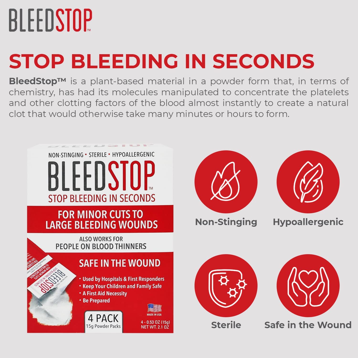 BleedStop™ First Aid Powder for Blood Clotting, Trauma Kit, Blood Thinner BleedStop buy supplements canada