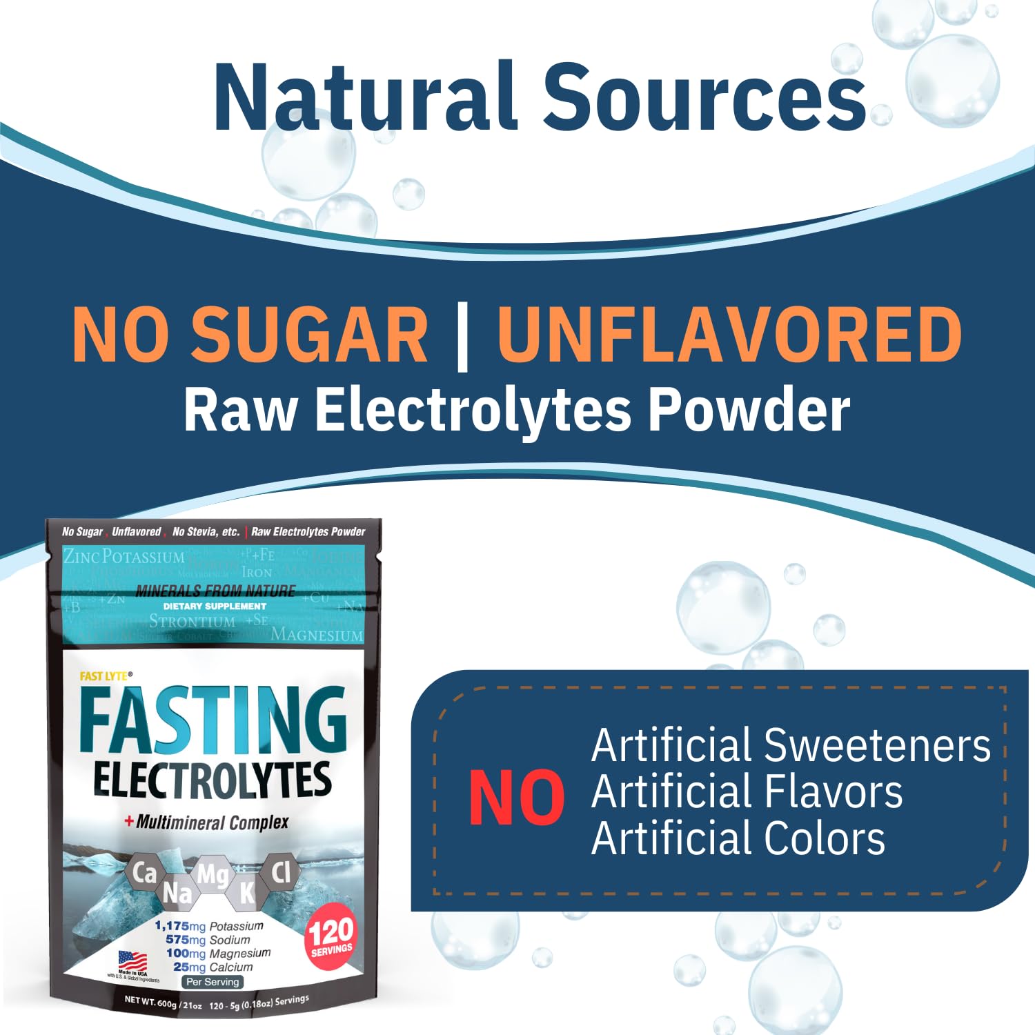 Fast Lyte Fasting Electrolyte Supplement Powder | No Sugar Unflavored Raw Electrolytes | 25% RDI Magnesium and Potassium with Trace Minerals | Carnivore & Keto Friendly FAST LYTE buy supplements canada