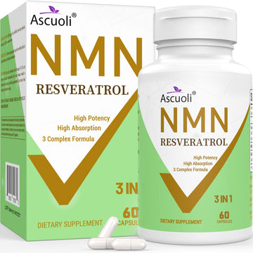 99% Ultra Purity NMN 500mg + Trans-Resveratrol 600mg, 1150mg NMN Resveratrol Supplement, 3-in-1 Advanced Formula for Boost* NAD, Cell, Immune, Energy & Muscle, Healthy Aging, Stabilized Form - 60 Caps Ascuoli buy supplements canada