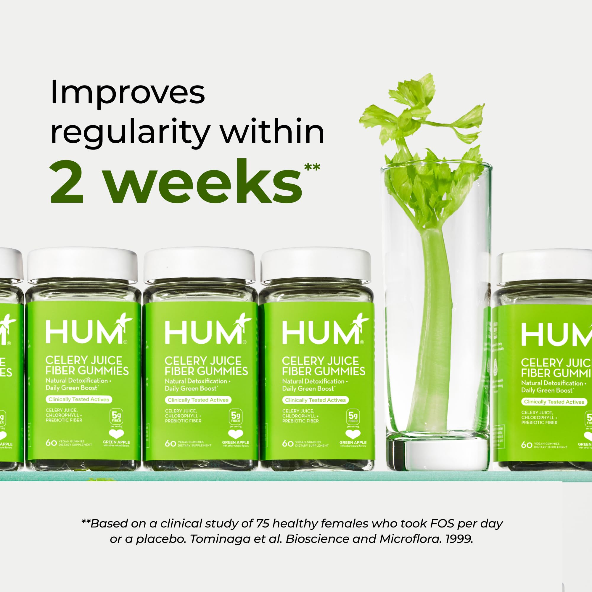 HUM Celery Juice Fiber Gummies for Adults, First Prebiotic Celery Juice Gummy, Gluten Free Fiber Supplement Supports Detoxification, Gut Health, Greens Gummies, Chlorophyll & Prebiotic Fiber, 60 Count HUM buy supplements canada
