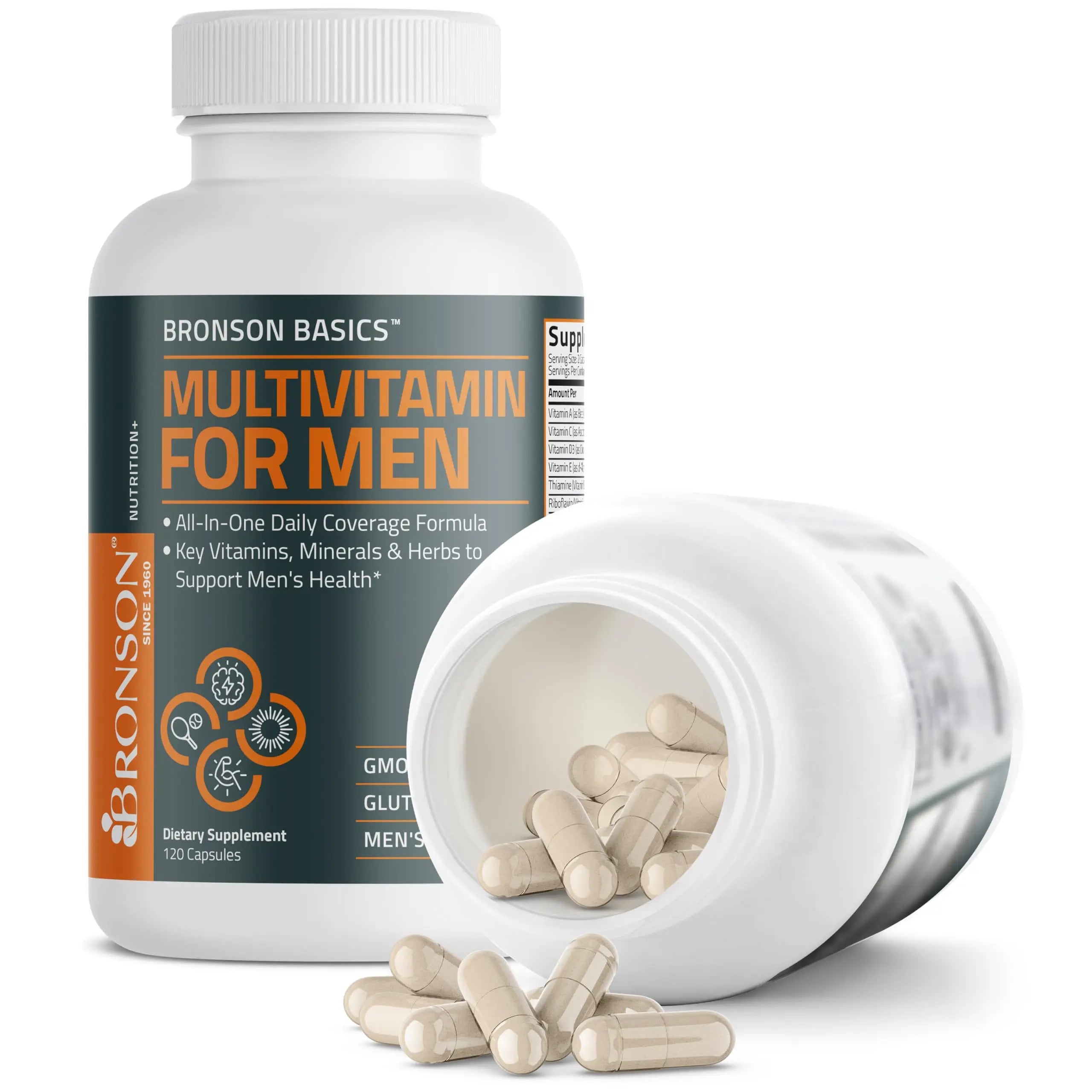 Bronson Multivitamin for Men All-in-One Daily Coverage Formula Key Vitamins, Minerals & Herbs to Support Men's Health, 120 Capsules Bronson buy supplements canada