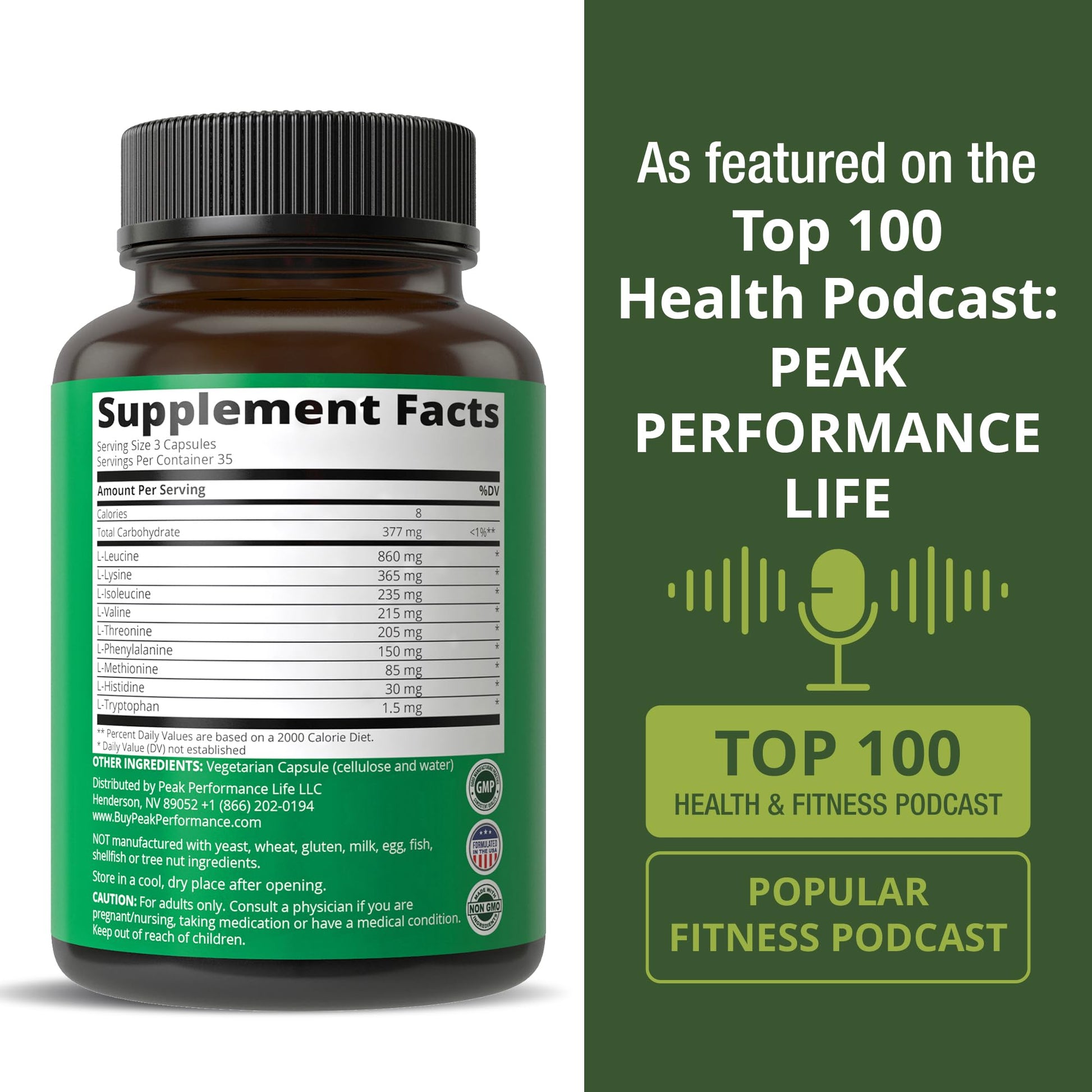 All 9 Essential Amino Acids Supplement. Capsules with 3X More Leucine for Muscle Recovery, Growth. EAA Supplement Better Than BCAA / BCAAS Branched Chain Aminos Acid. Peak Performance buy supplements canada
