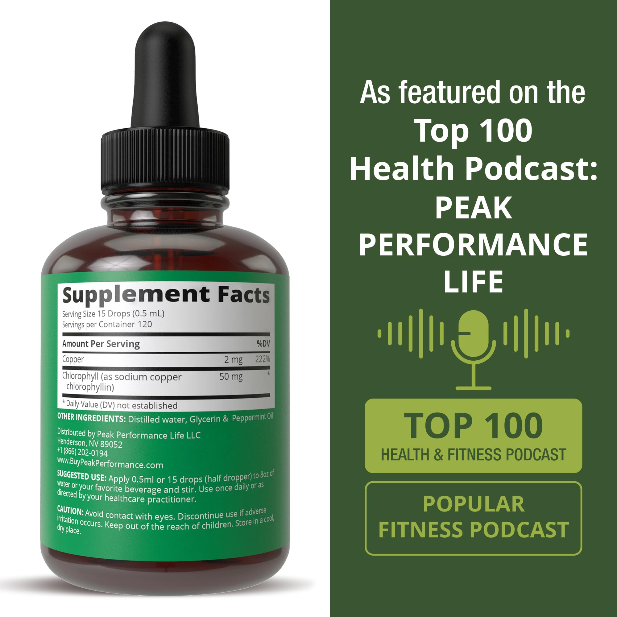 Chlorophyll Liquid Drops - Ultra High Purity, Alcohol Free, Non-GMO, Gluten Free Liquid Chlorophyll Drops Supplement. Take with Water. Internal Deodorant + Skin Care, Immune, and Digestive Support Peak Performance buy supplements canada