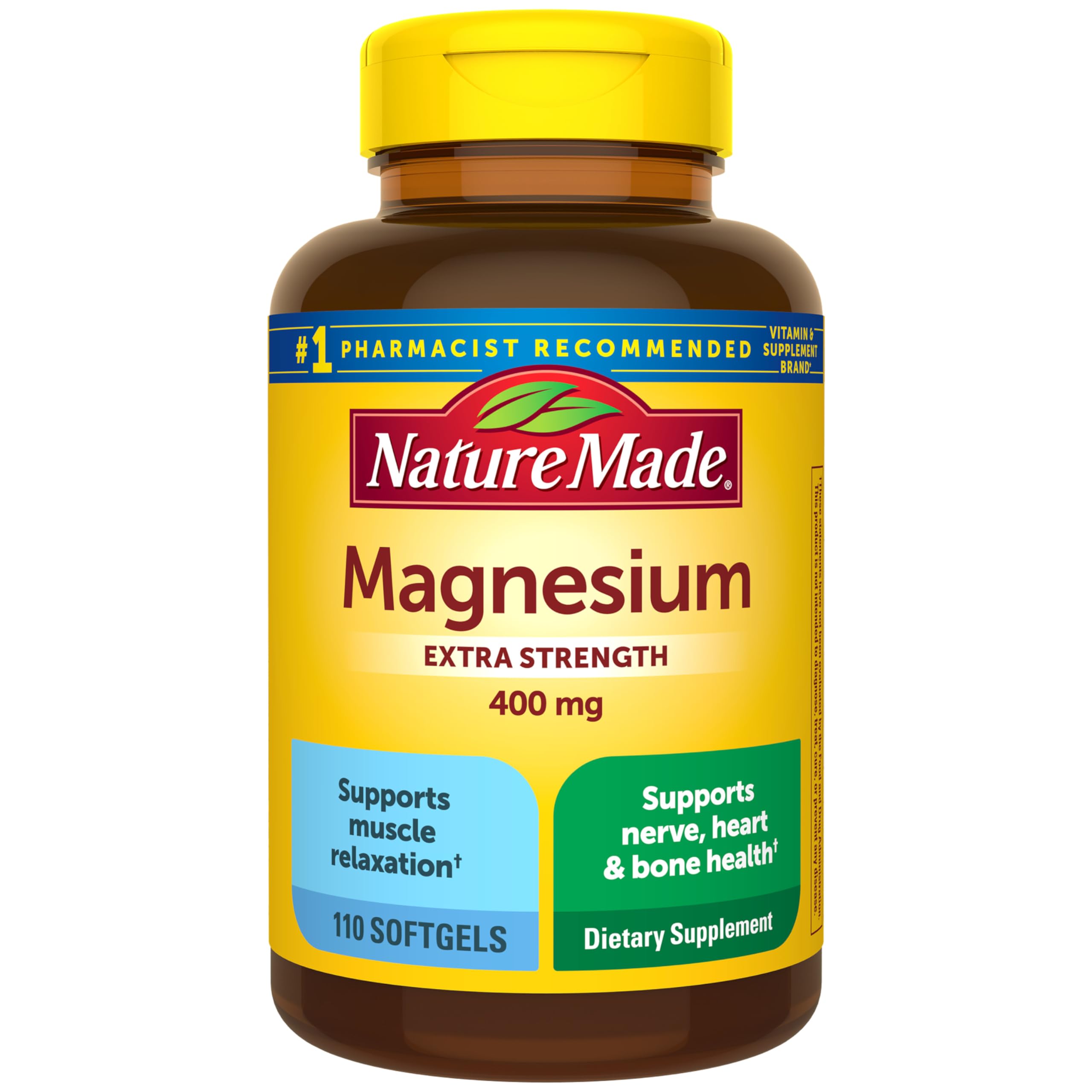 Nature Made Magnesium Oxide 400 mg Softgels, Extra Strength Magnesium Supplements for Men and Women, Support for Muscle, Nerve, Bone and Heart, 110 Day Supply Nature Made buy supplements canada