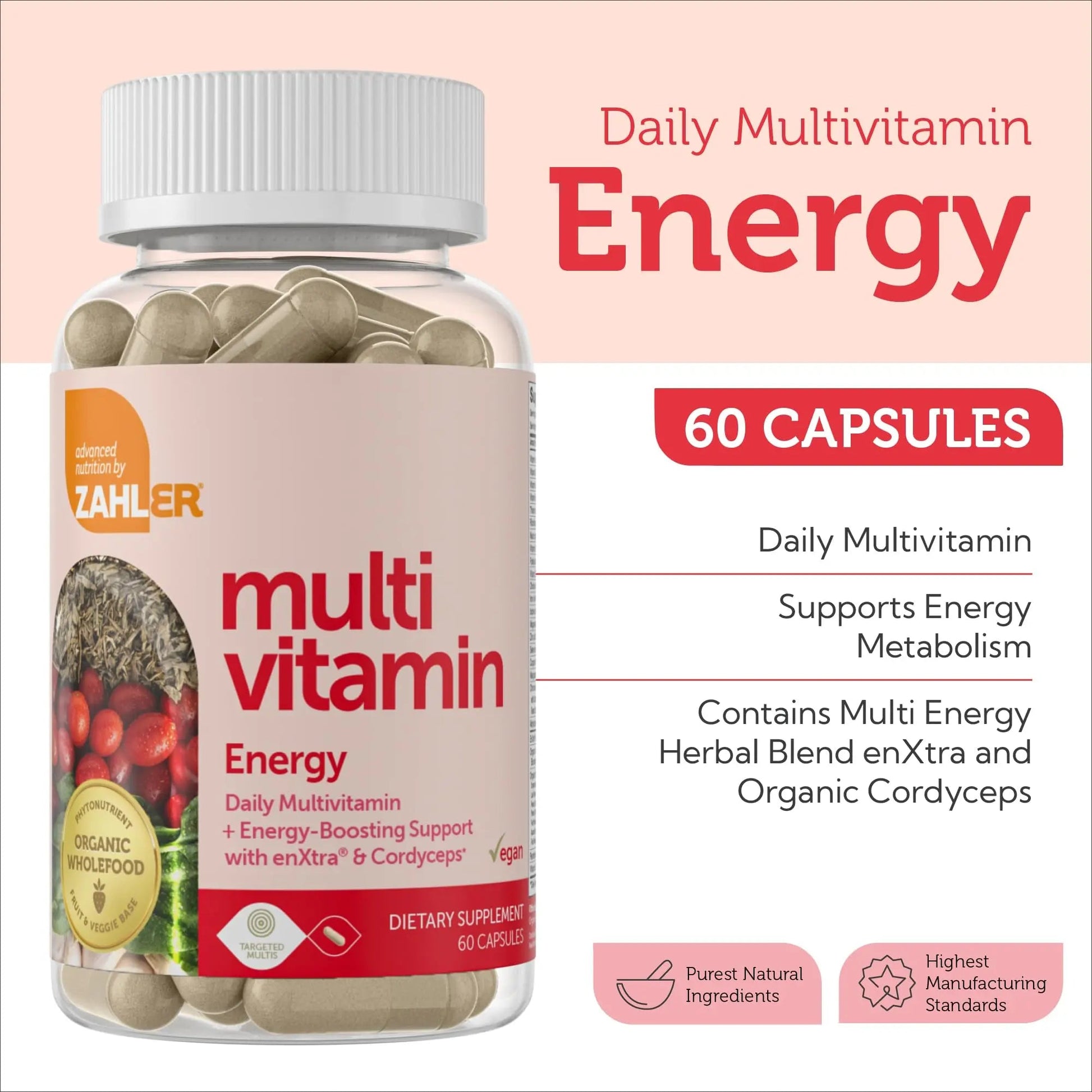 Zahler - Daily Multivitamin for Women & Men with Energy Vitamins, Minerals & Iron (60 Count) Kosher Men & Womens Multivitamins for Healthy Energy Zahler buy supplements canada