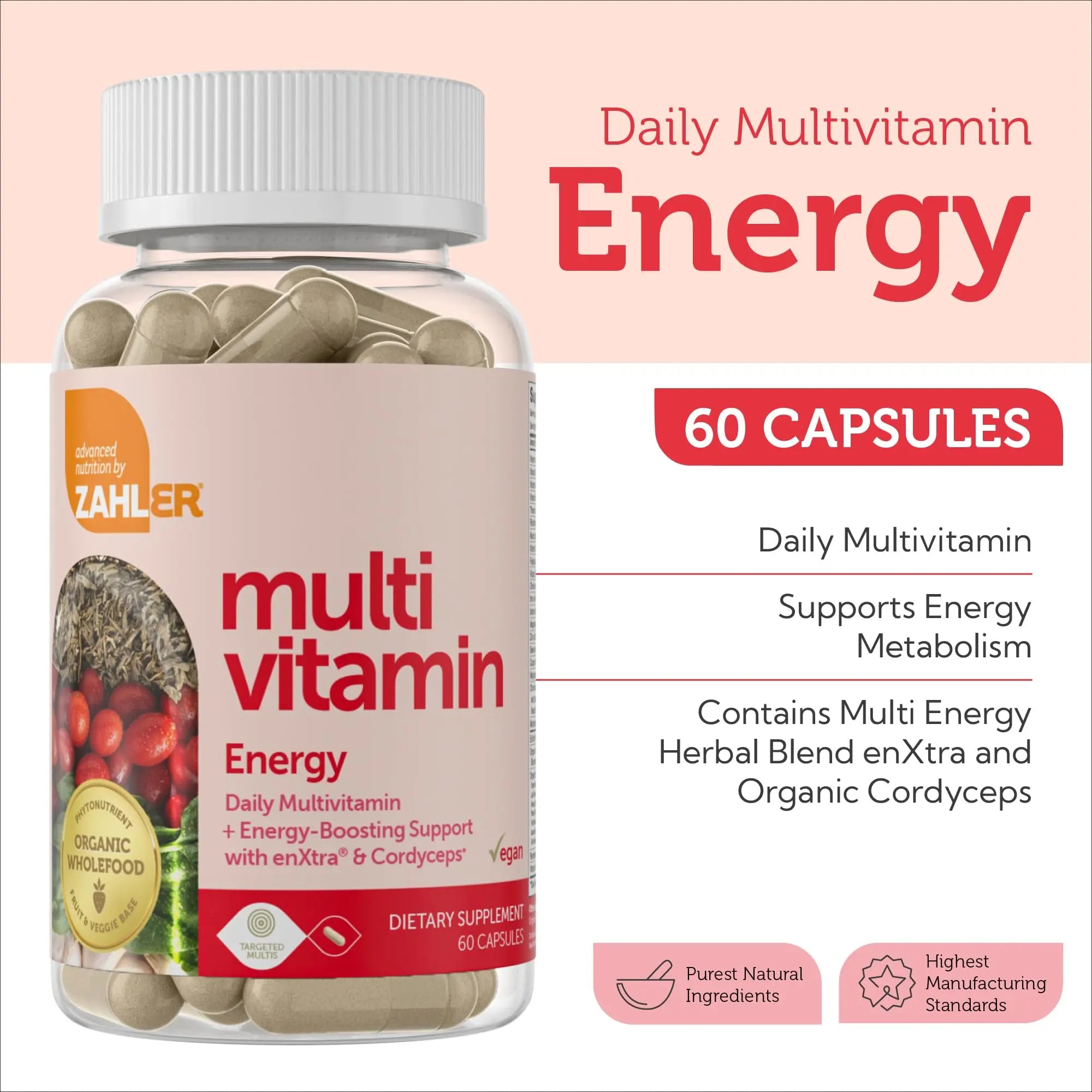 Zahler - Daily Multivitamin for Women & Men with Energy Vitamins, Minerals & Iron (60 Count) Kosher Men & Womens Multivitamins for Healthy Energy Zahler buy supplements canada
