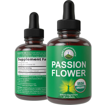 USDA Organic Passion Flower Extract Vegan Liquid Drops with High Bioavailability for Women and Men. Organic Passionflower Supplement with Zero Sugar and Gluten Free. for Calm, Relaxation Support. Peak Performance buy supplements canada