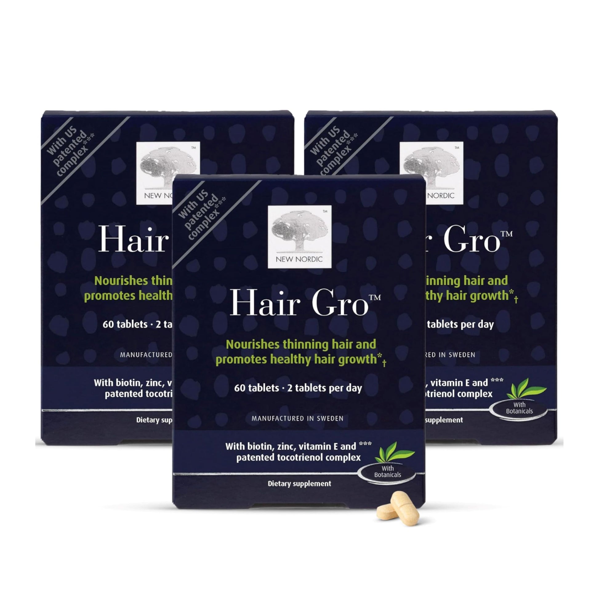 NEW NORDIC Hair GRO, Hair Growth Supplement, Biotin & Palm Fruit Extract Tocotrienols for Natural Regrowth, 60 Count (Pack of 3) NEW NORDIC buy supplements canada