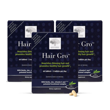 NEW NORDIC Hair GRO, Hair Growth Supplement, Biotin & Palm Fruit Extract Tocotrienols for Natural Regrowth, 60 Count (Pack of 3) NEW NORDIC buy supplements canada