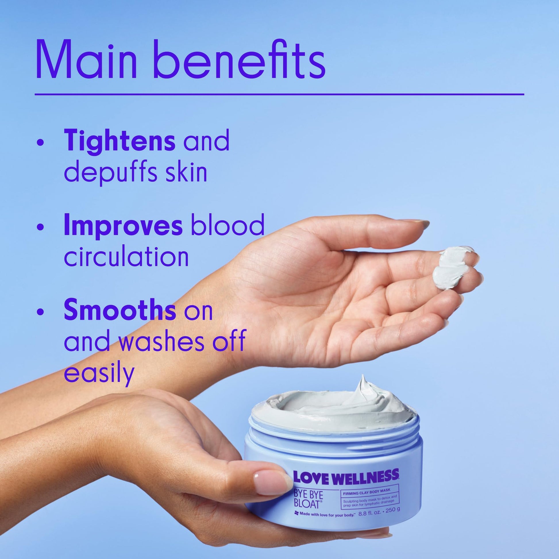 Love Wellness Bye Bye Bloat Firming Clay Body Mask | Lymphatic Drainage Body Mask for Women | Support Bloating Relief, Skin Hydration & Boost Circulation | Caffeine, Grapefruit & Peppermint Oil | 250g Love Wellness buy supplements canada