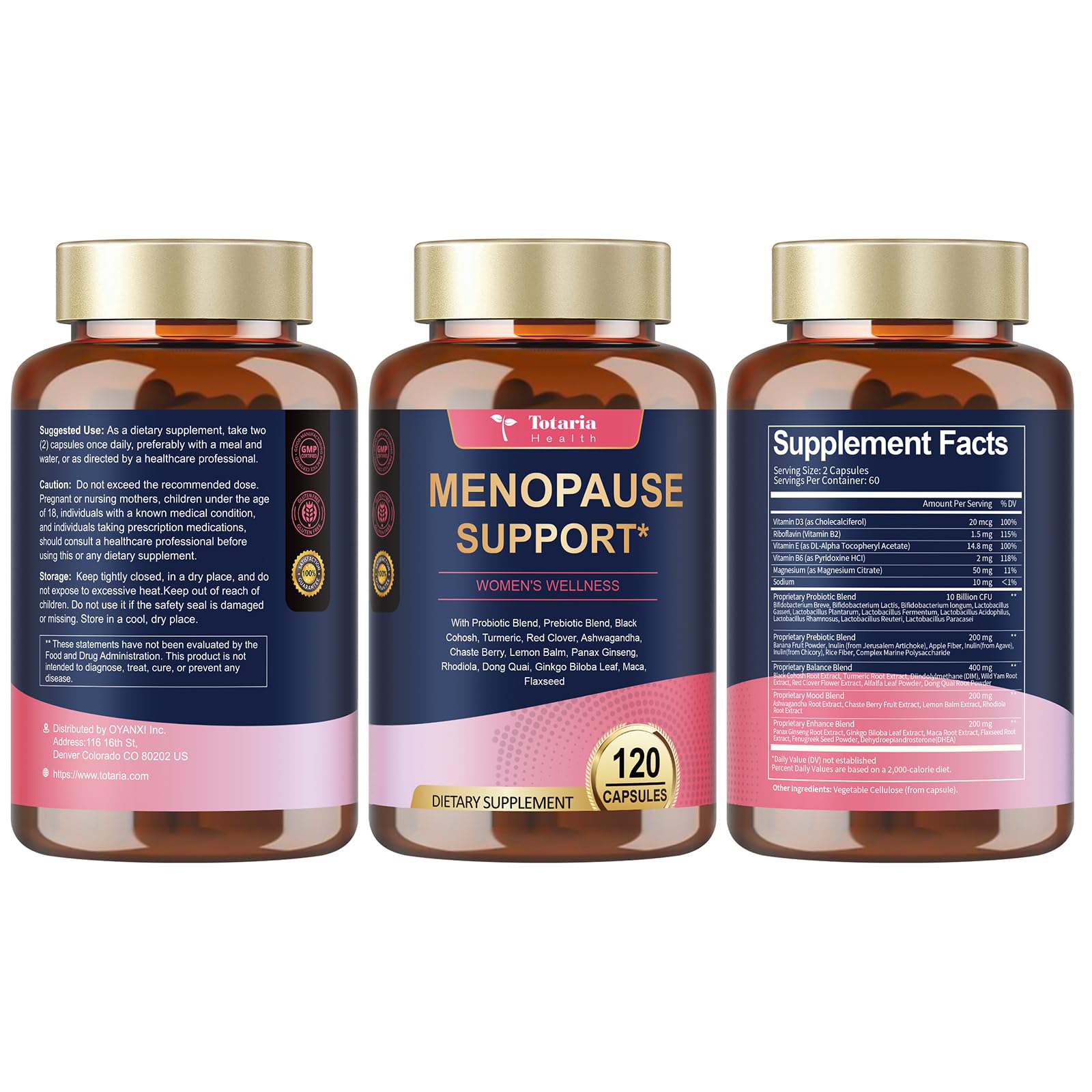 40-in-1 Menopause Supplements for Women, Multibenefit & Complete Black Cohosh for Hot Flashes, Night Sweats & Hormone Balance, w/ Probiotics, DIM, Vitex, Dong Quai, Red Clover and More, 120 Vegan Caps Totaria buy supplements canada