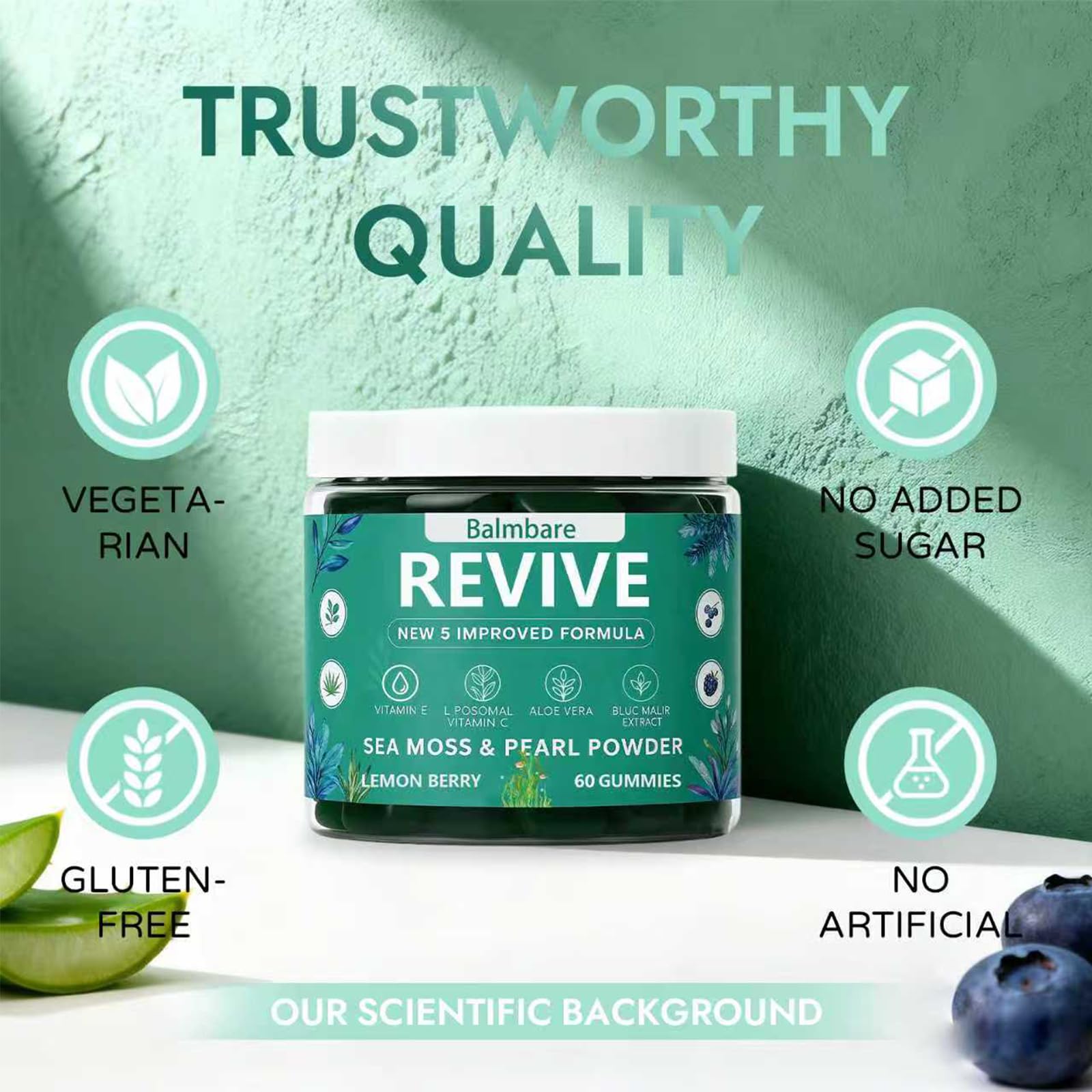 Balmbare Revive Gummies for Hair Loss, with Organic Irish Sea Moss Pearl Powder, Vitamins C & E, Aloe Vera - Supports Healthy Hair, Skin & Nails Growth (1pcs) ReviveNerve buy supplements canada