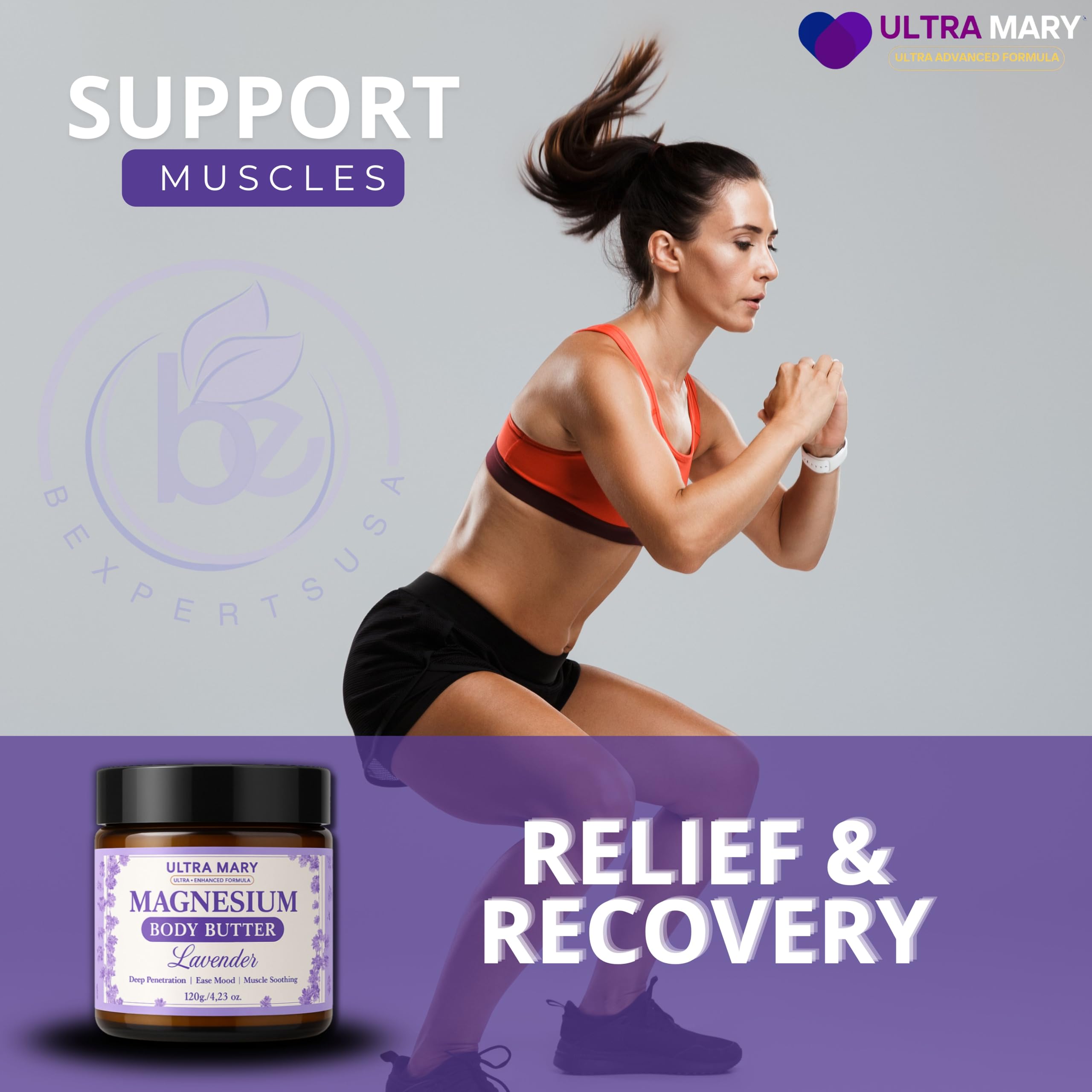 Nighttime Magnesium Cream for Pain, Nerve & Leg Cramps - Magnesium Body Butter for Sleep with Shea Butter, Jojoba Oil, Coconut Extract & Dandelion - Lavender Magnesium Lotion for Kids - 4.23oz ULTRA MARY buy supplements canada