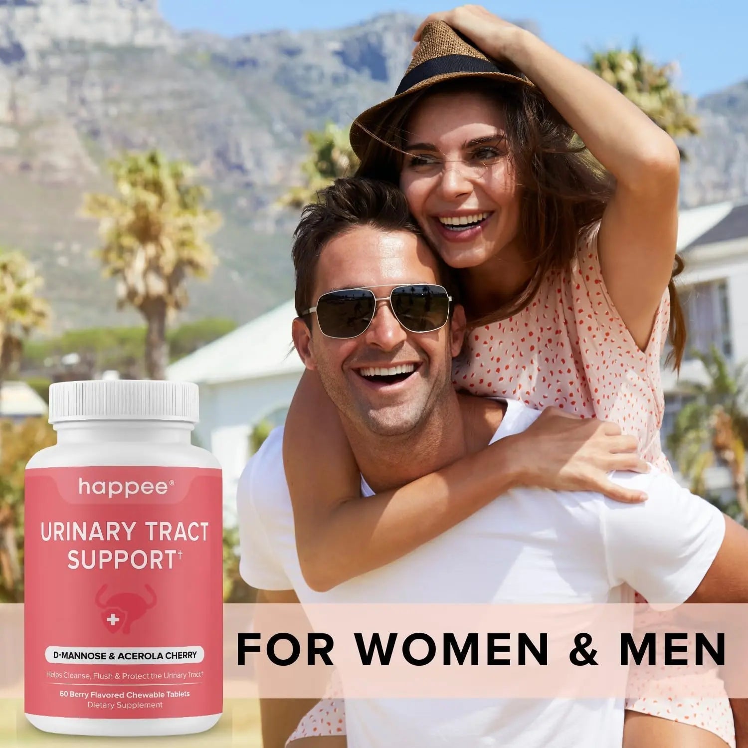 Happee Urinary Tract Health Supplement for Women & Men – Fast-Acting UTI Relief and Prevention, 500mg D-Mannose & Antioxidants, Supports Kidney and Bladder Health, Berry Flavor, 60 Chewables Happee buy supplements canada