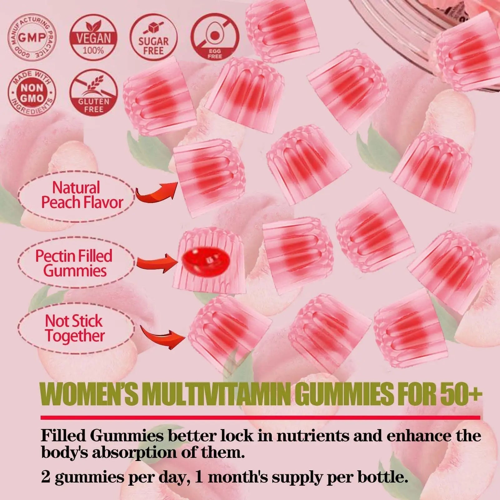 ZEGBALP Sugar-Free Womens Multivitamin 50 Plus Gummies with Calcium, Magnesium, Zinc, Vitamin A, C, D3, E, K2, B Complex, Folate, Biotin ZEGBALP buy supplements canada