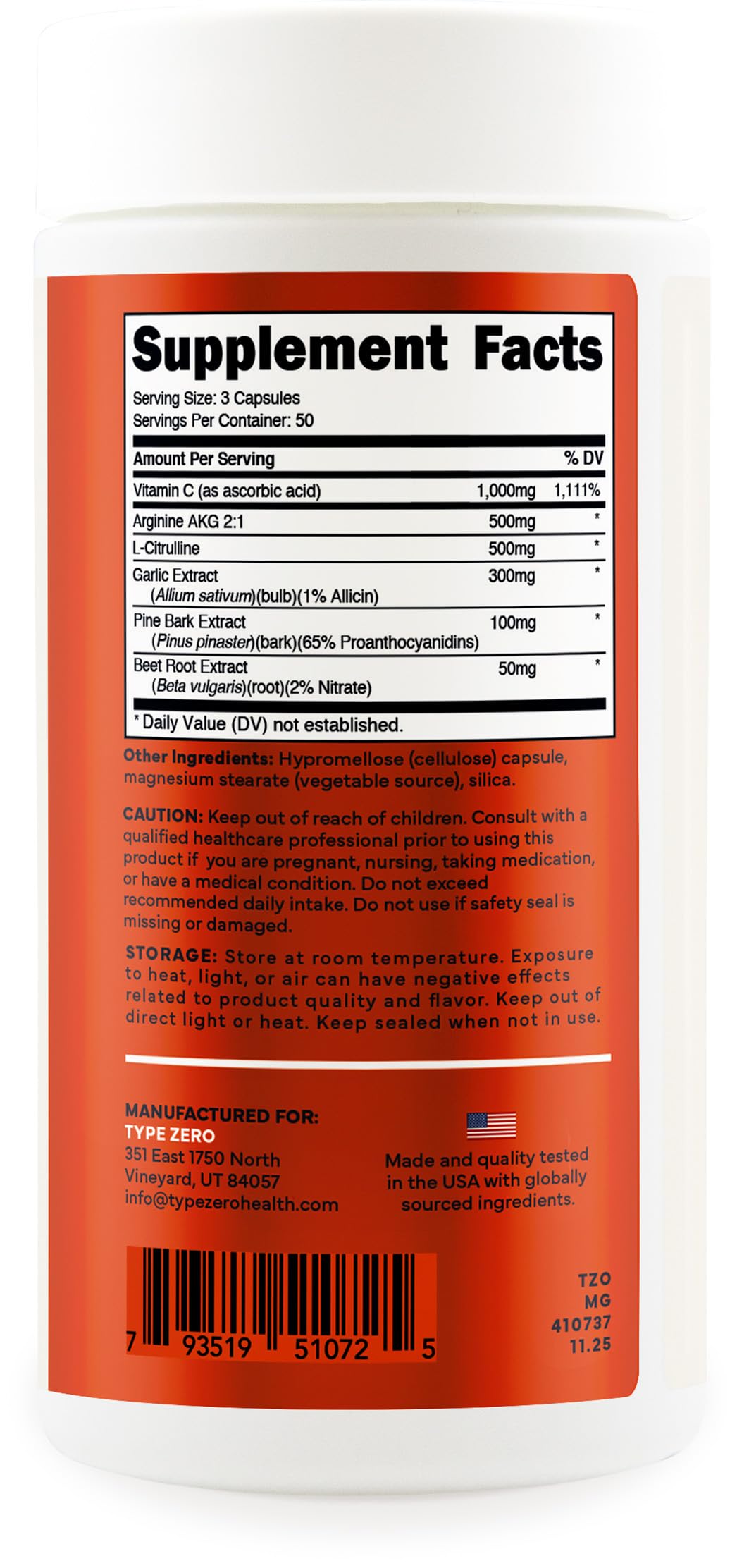 Type Zero Nitric Oxide 6X Booster, 150 Veggie Capsules - Natural Supplement - Beetroot, Arginine AKG, Citrulline, Pine Bark, Garlic & VIT C | Nitrous Oxide Type Zero buy supplements canada