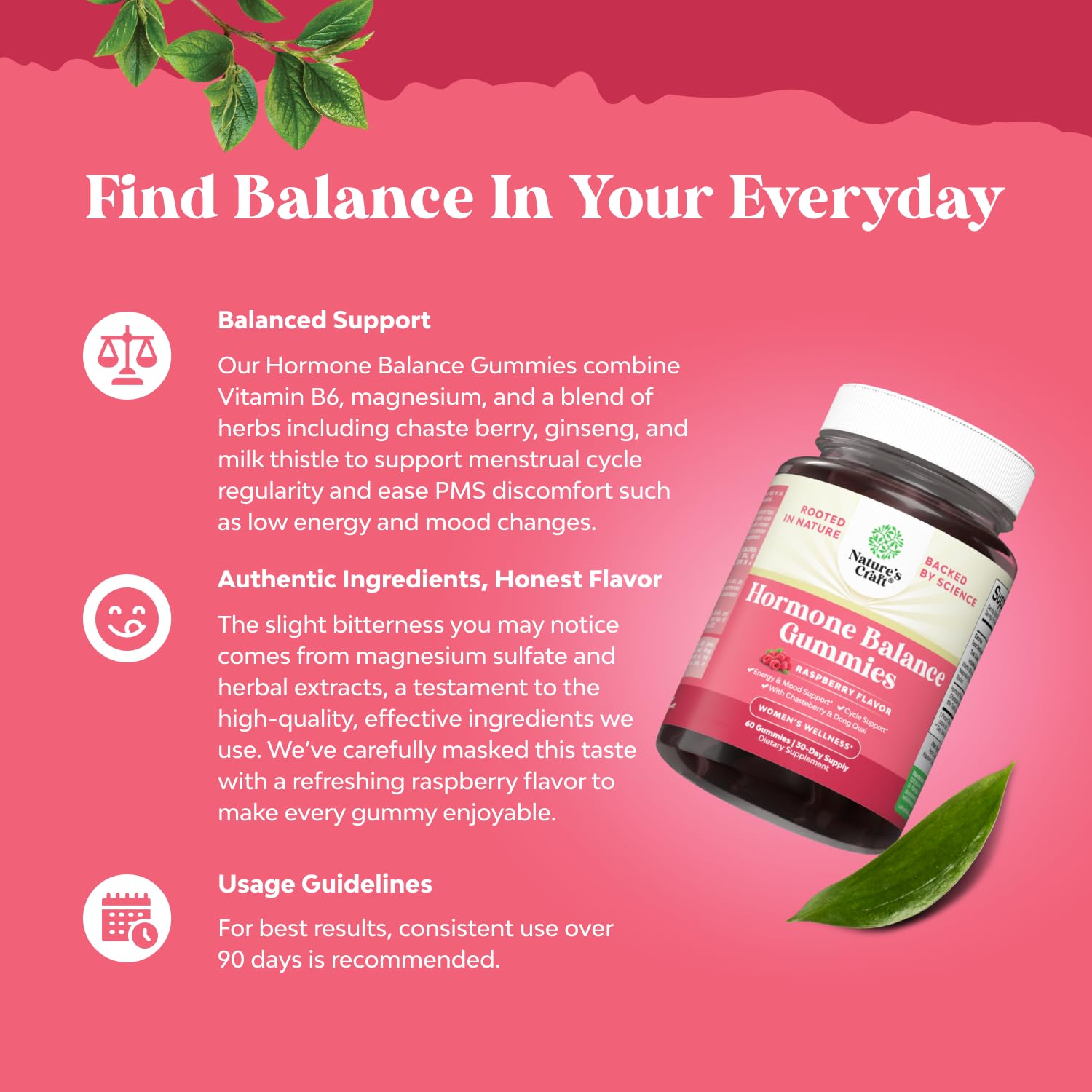 Hormone Balance for Women Gummies of All Ages - PMS Support Supplement for Women to Regulate Menstrual Cycle & Hormonal Balance Menopause & Mood Swings with Vitamin B6 & Dong Quai - 60 Chews Natures Craft buy supplements canada