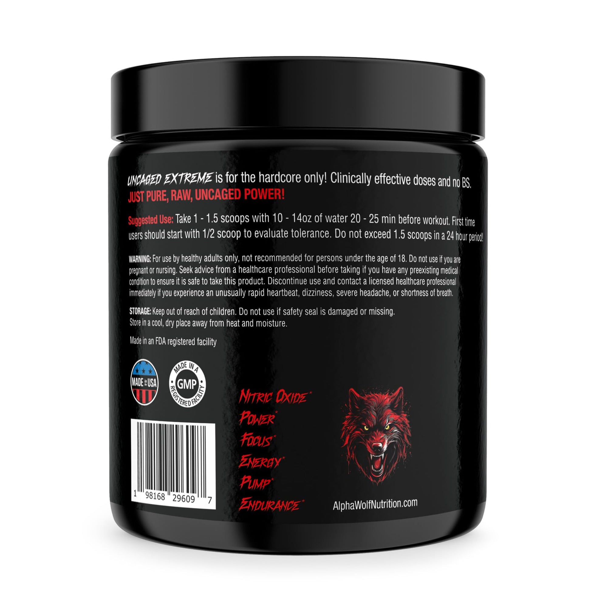 Uncaged Extreme Pre-Workout Powder - Extreme Energy, Focus, Nitric Oxide & Muscle ALPHA WOLF buy supplements canada