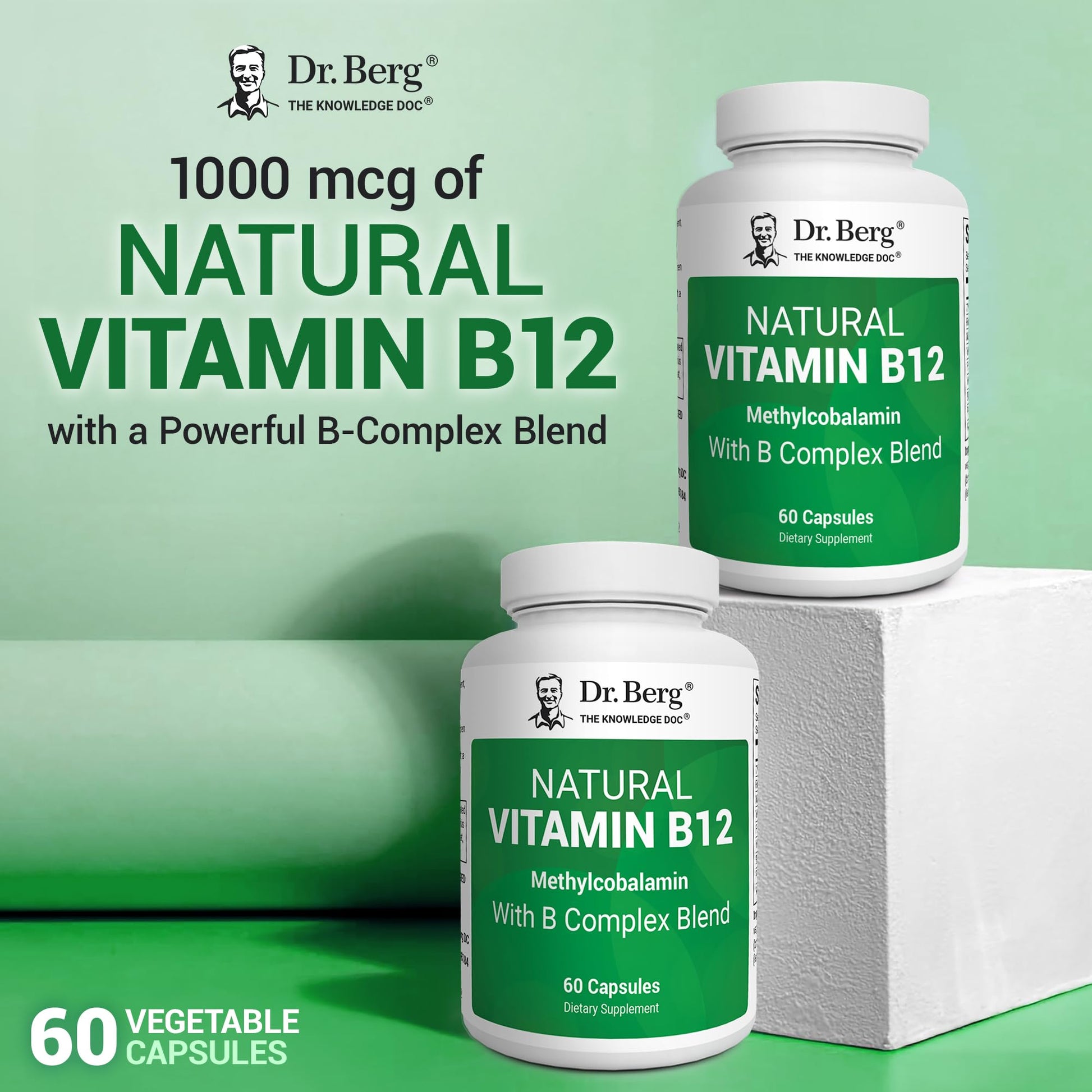 Dr. Berg Natural Vitamin B12 1000 mcg with B Complex Blend - Methylcobalamin B12 for Energy, Nerve Health, and Cognitive Function* - Methylated B12 with Folate - 60 Capsules (2-Month Supply) Dr. Berg Nutritionals buy supplements canada