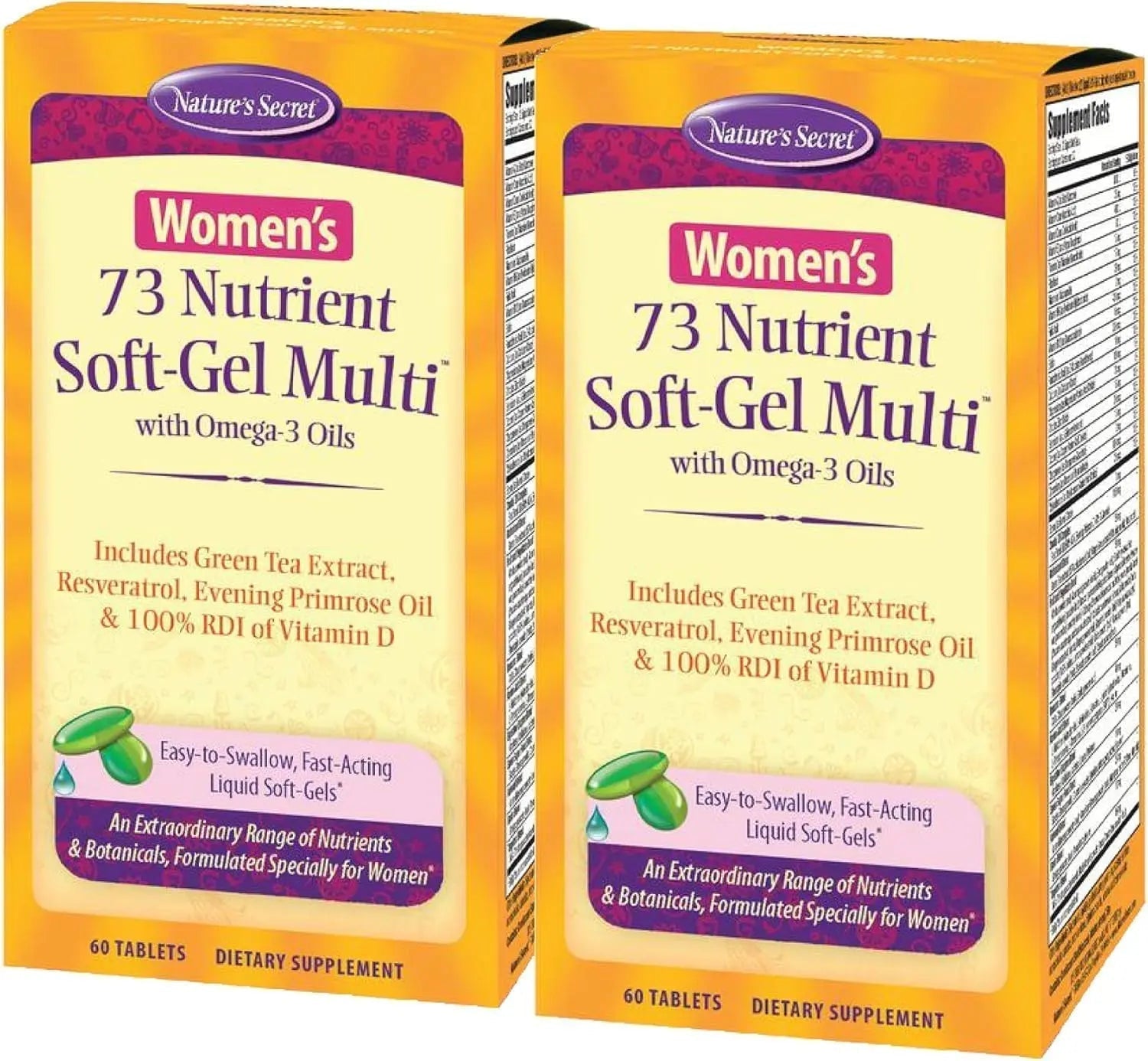 Nature's Secret Women’s 73-Nutrient Soft-Gel Multi – 60 Liquid Soft-Gels – Complete Female Wellness Support - 2 Pack Nature's Secret buy supplements canada