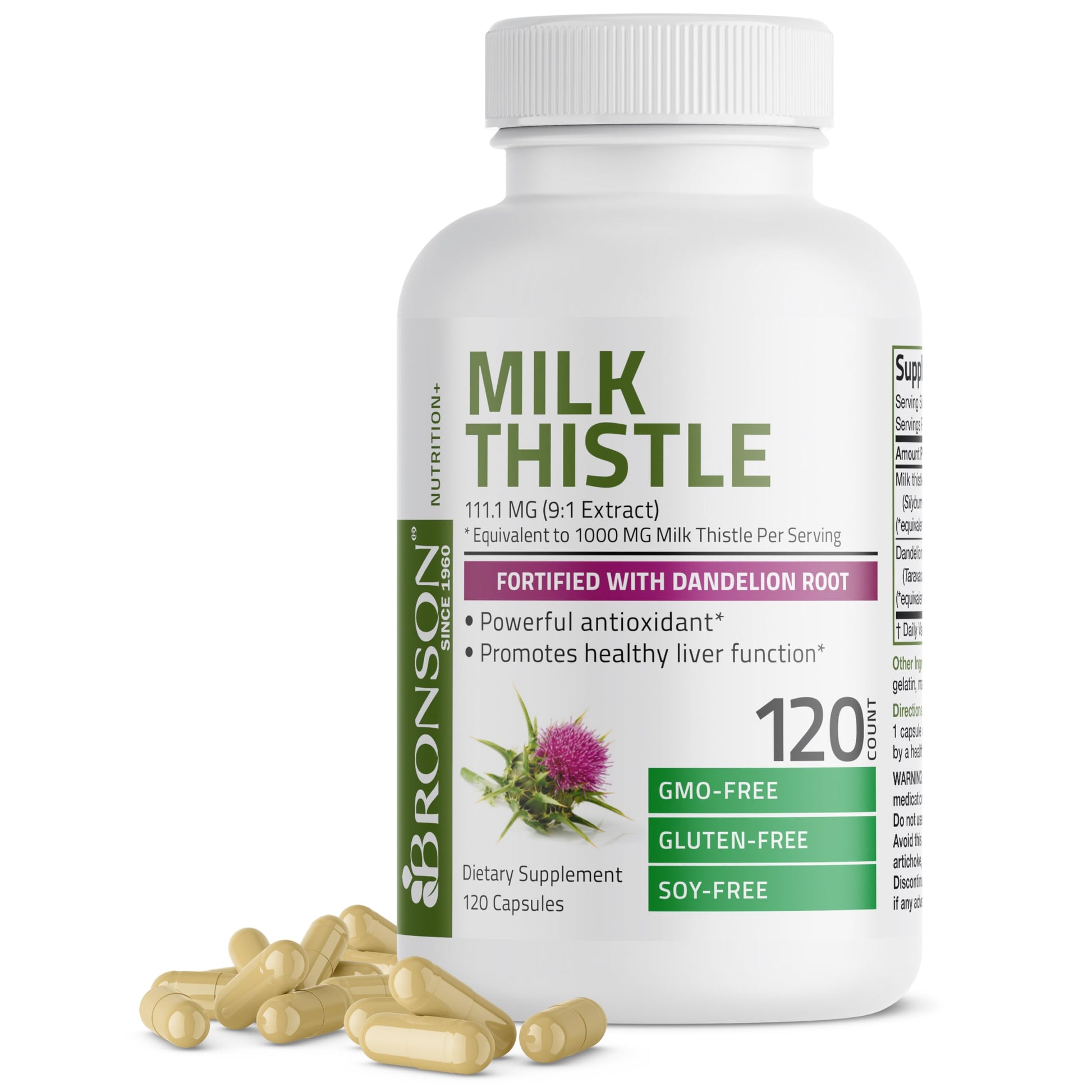 Bronson Milk Thistle Silymarin Marianum & Dandelion Root Liver Health Support Bronson buy supplements canada