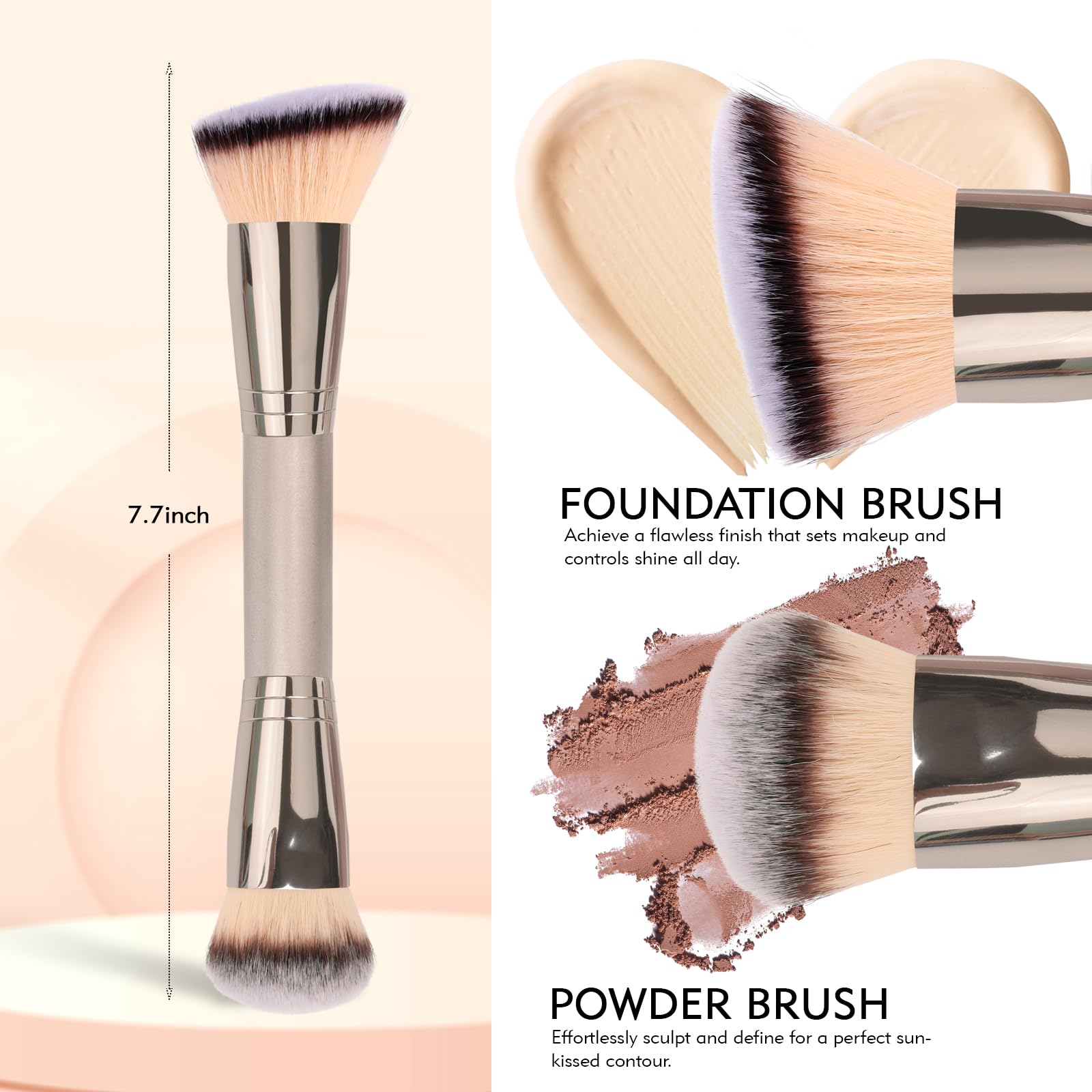 Dual-Ended Foundation Brush: Round & Angled Pro-Grade makeup brushes, 100% Vegan Synthetic Makeup Brush for Flawless Blending and Application of Liquid, Powder, Cream, Blush dpolla buy supplements canada
