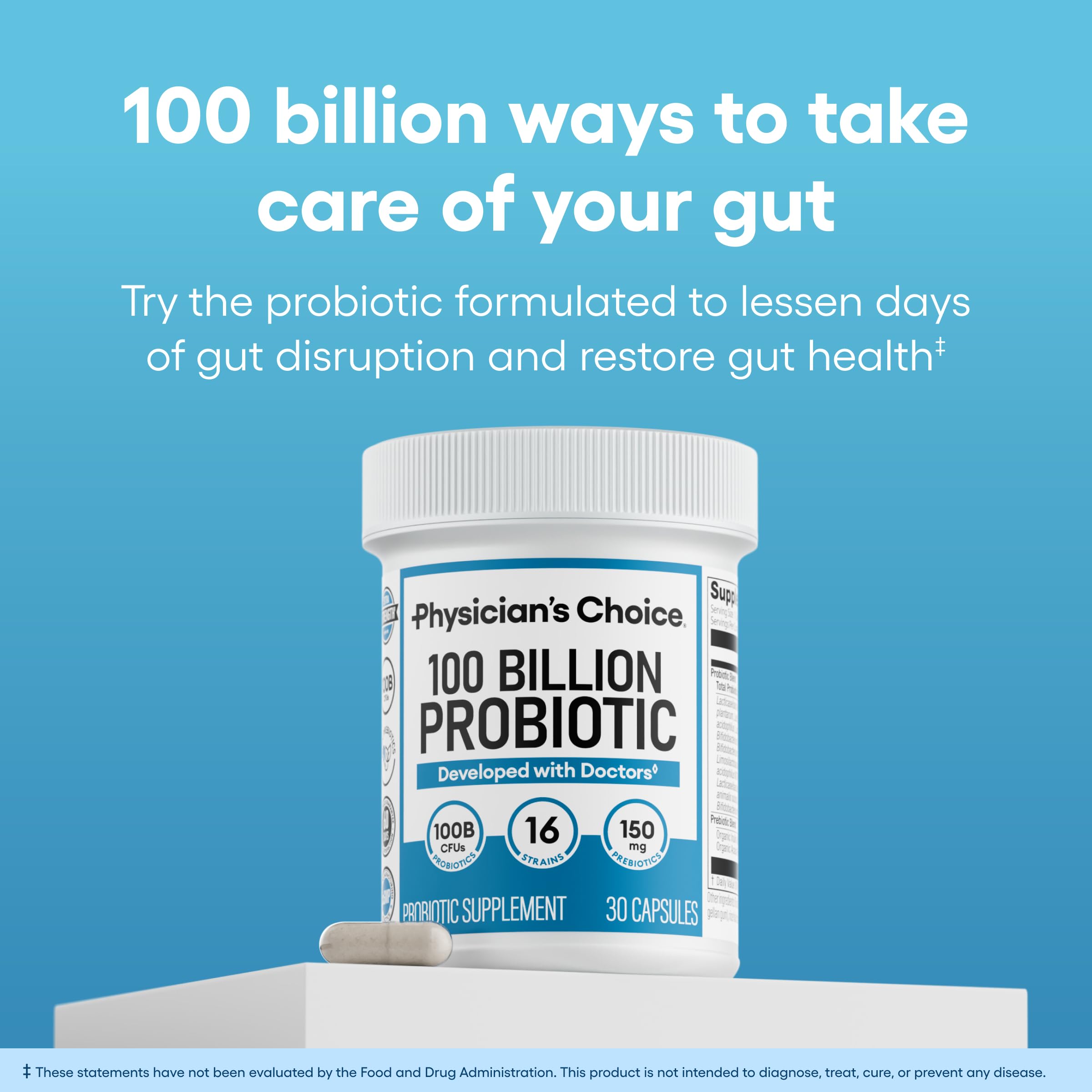 Physician's CHOICE 100 Billion Advanced Probiotic - 16 Strains + Organic Prebiotics - Digestive & Gut Health - Supports Occasional Constipation, Diarrhea, Gas & Bloating - Probiotics for Women & Men Physician's CHOICE buy supplements canada
