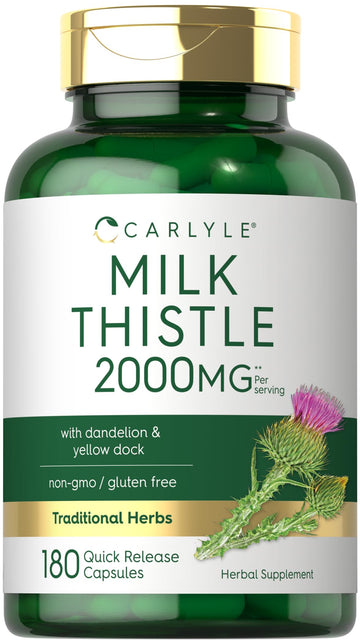 Carlyle Milk Thistle 2000mg | 180 Capsules | with Dandelion & Yellow Dock | Non-GMO Carlyle buy supplements canada