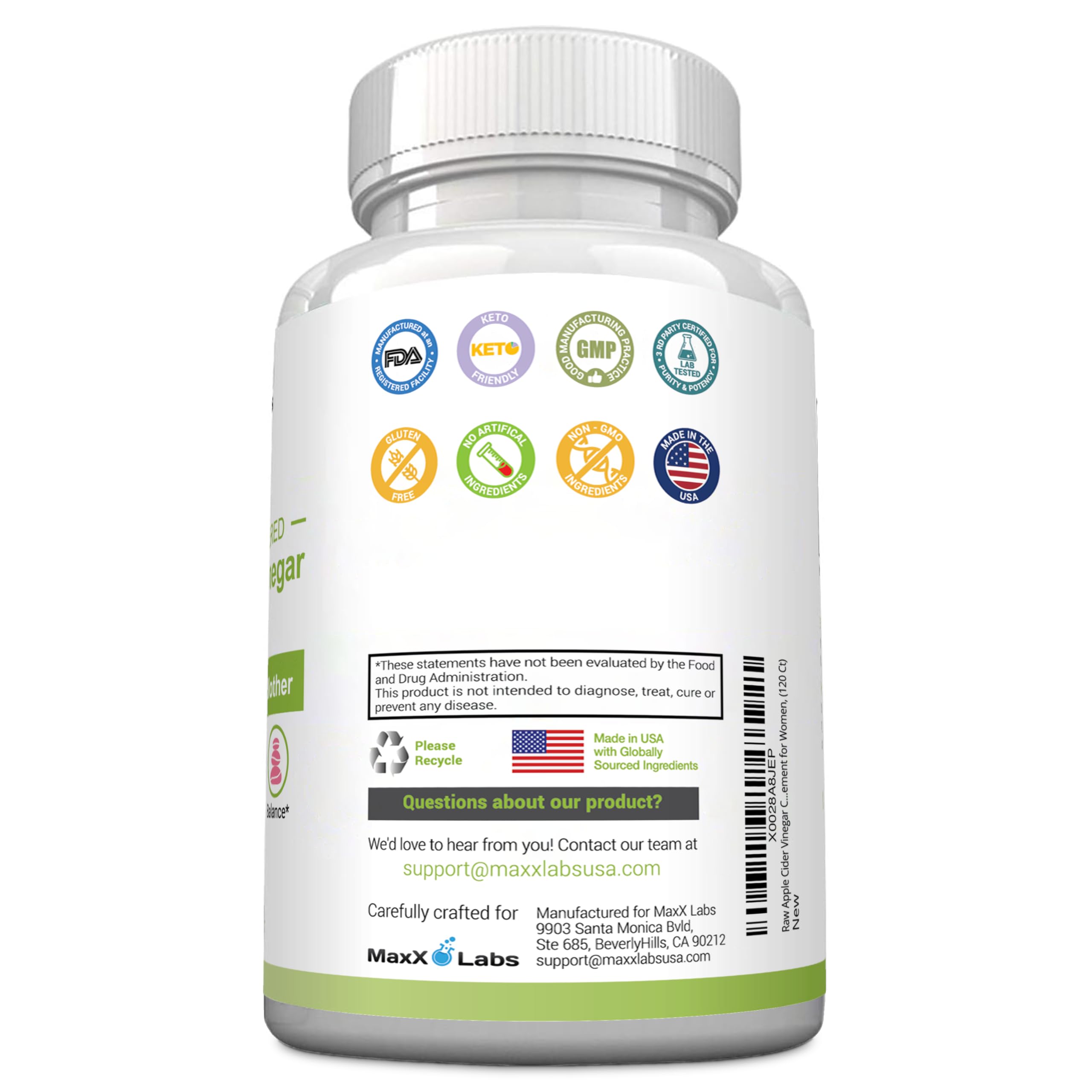 Apple Cider Vinegar Capsules with The Mother - Healthy Keto Diet Supplements MaxX Labs buy supplements canada