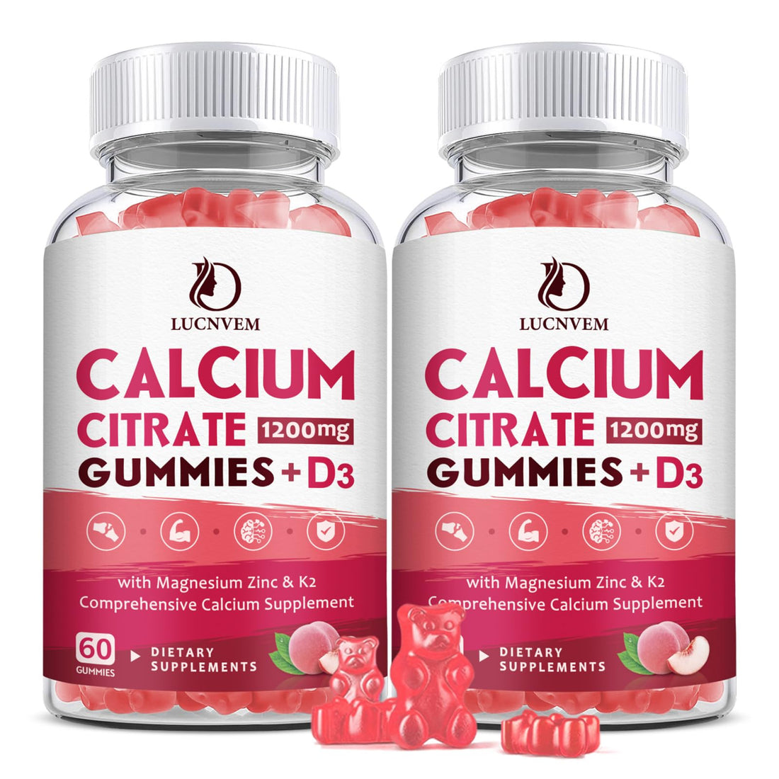 (2 Pack) Calcium Citrate 1200mg with Vitamin D3 Supplements Gummies for Women & Men, Calcium Gummies with Vitamin D3 K2, High Absorption LUCNVEM buy supplements canada