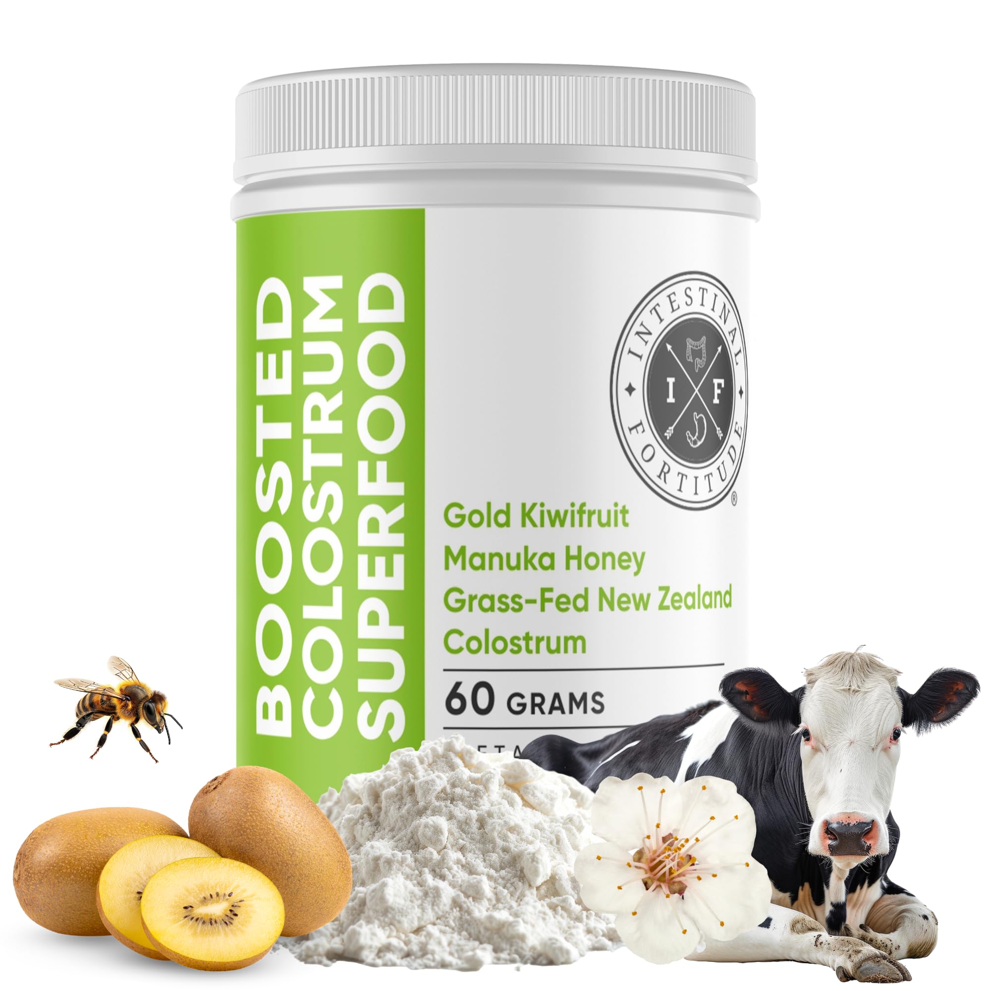 Intestinal Fortitude Boosted Colostrum Superfood Dietary Supplement: Grass-Fed New Zealand Bovine Colostrum, Gold Kiwifruit, Manuka Honey, for Digestion, Immune System, and Gut Health (60 Grams) Intestinal Fortitude buy supplements canada